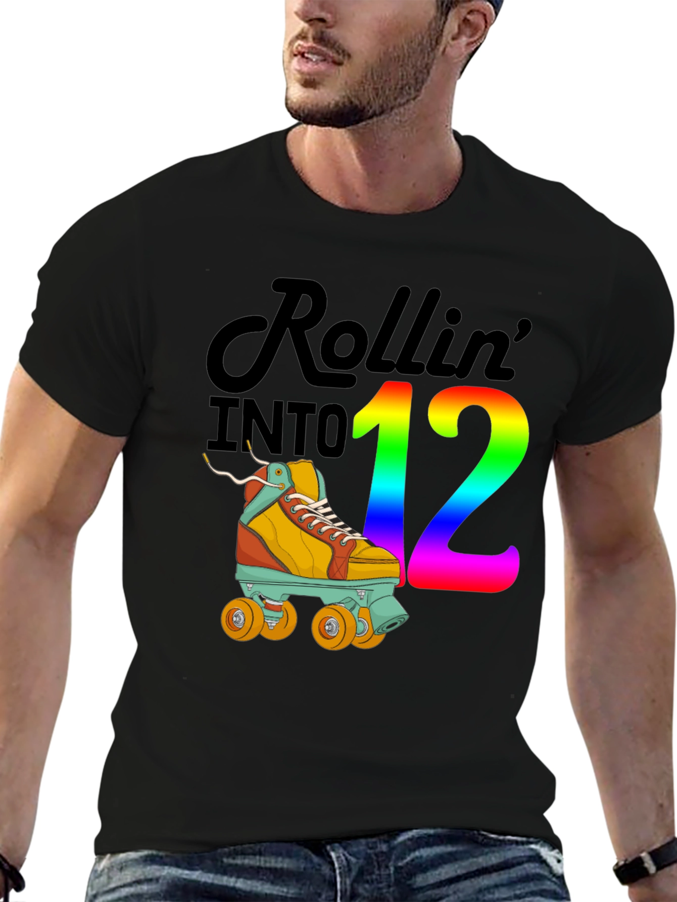 Rollin into 12 T-Shirt Roller Skate Birthday Tee