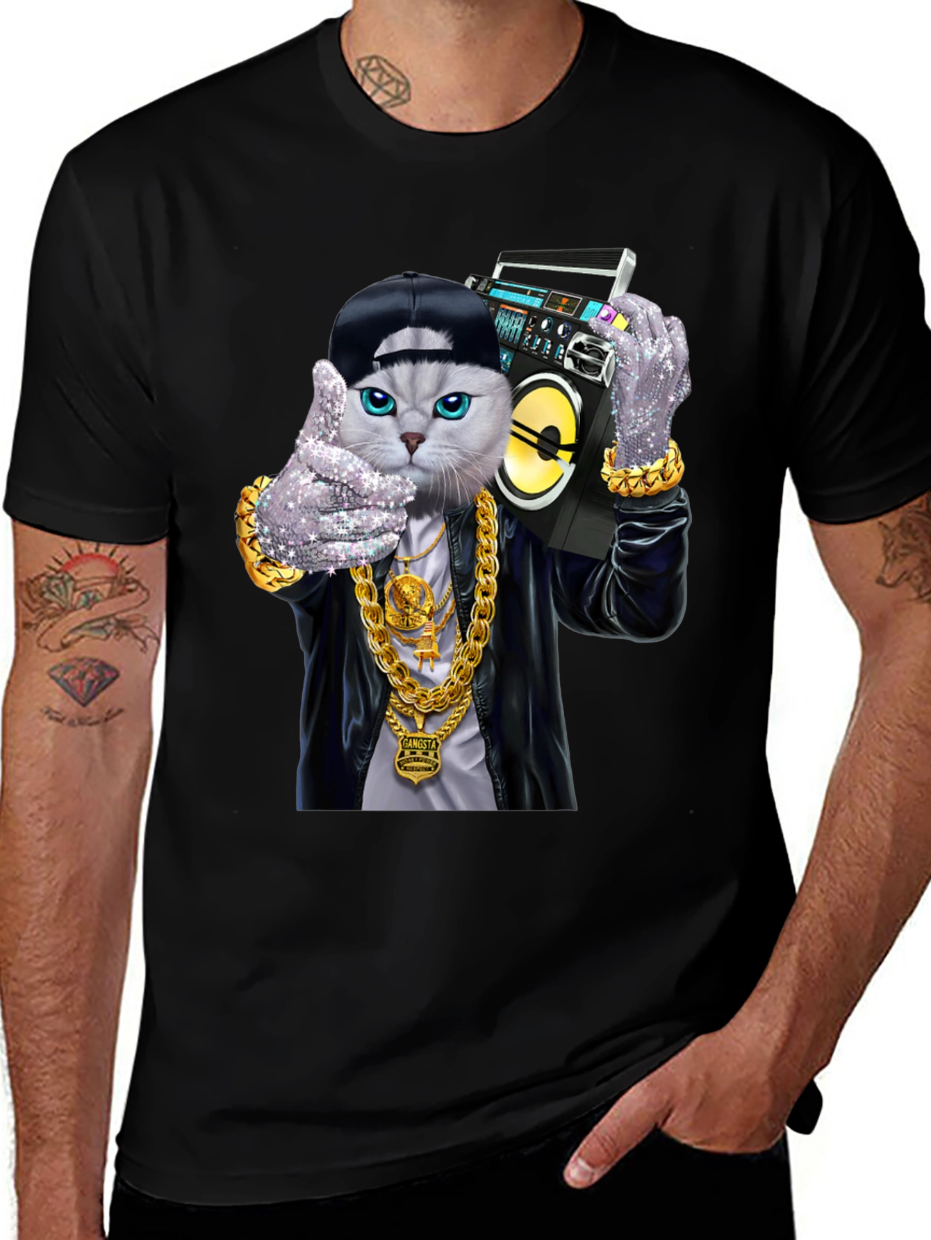 Gangsta Cat T-Shirt - Boombox Cool