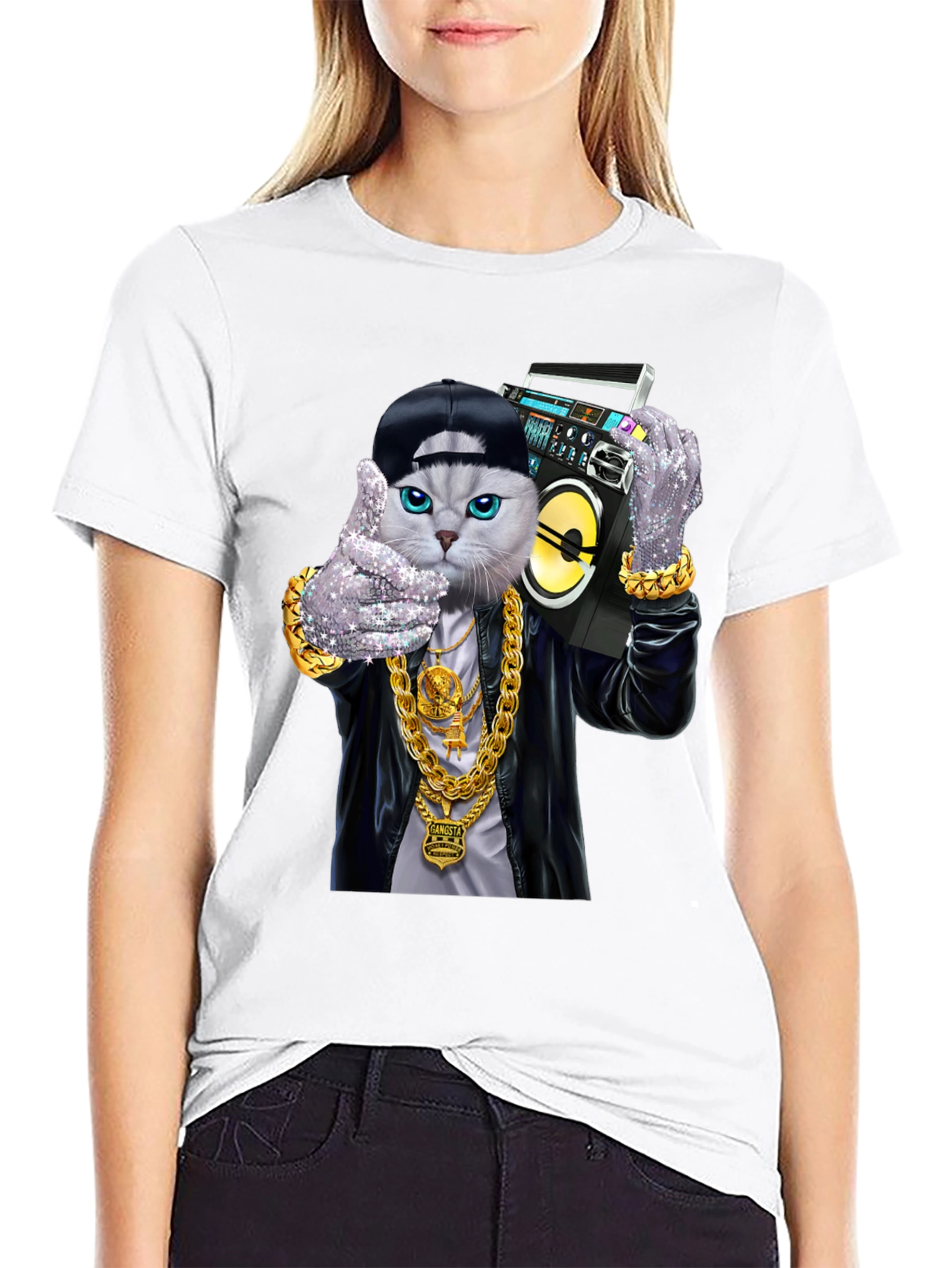 Gangsta Cat T-Shirt - Boombox Cool