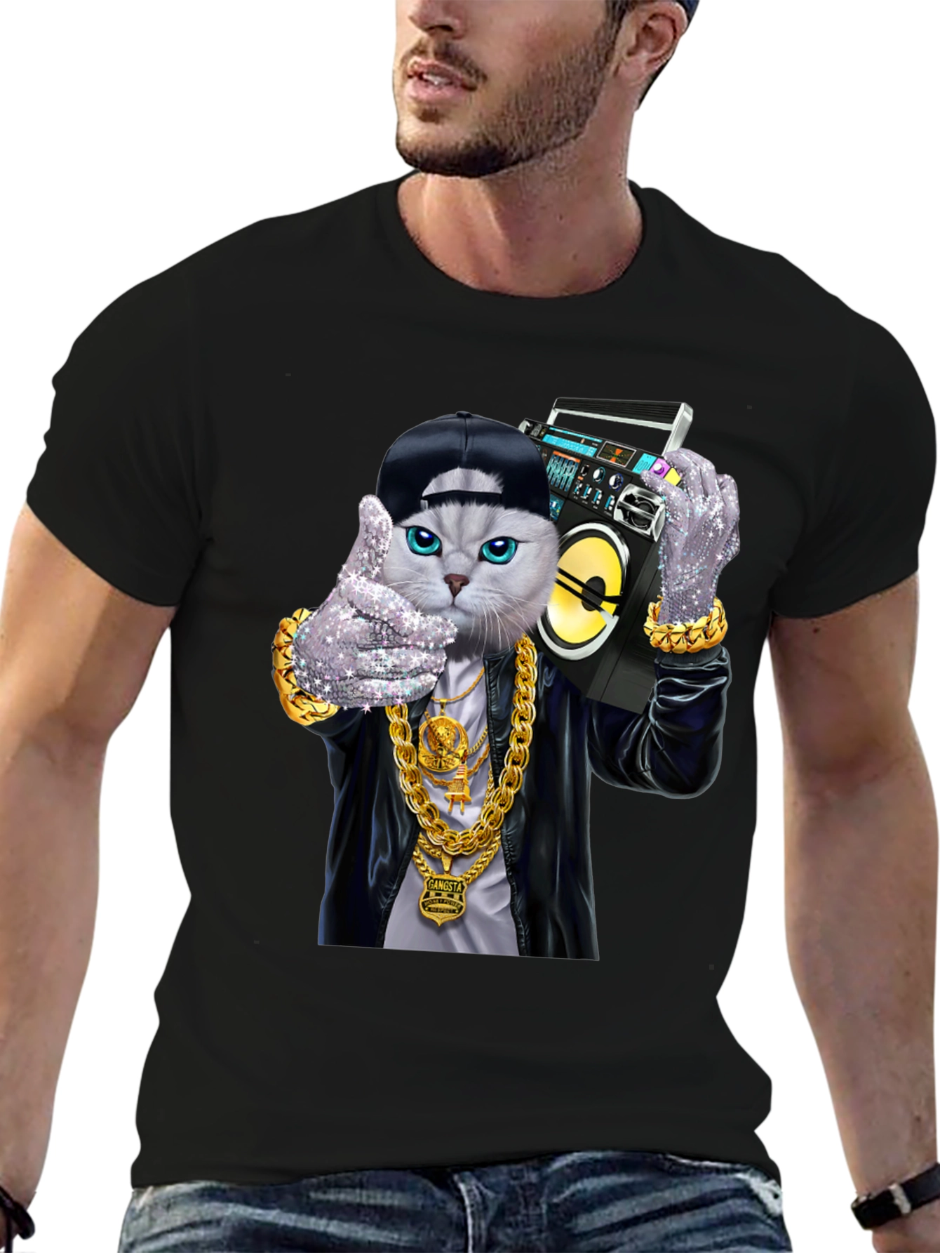Gangsta Cat T-Shirt - Boombox Cool