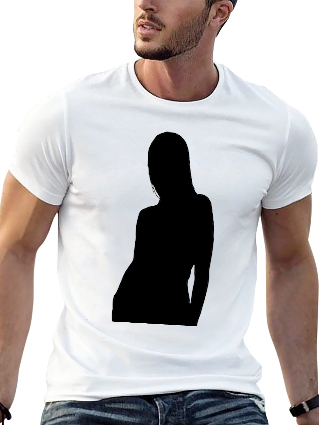 Silhouette Graphic Tee - Black Crew Neck T-Shirt