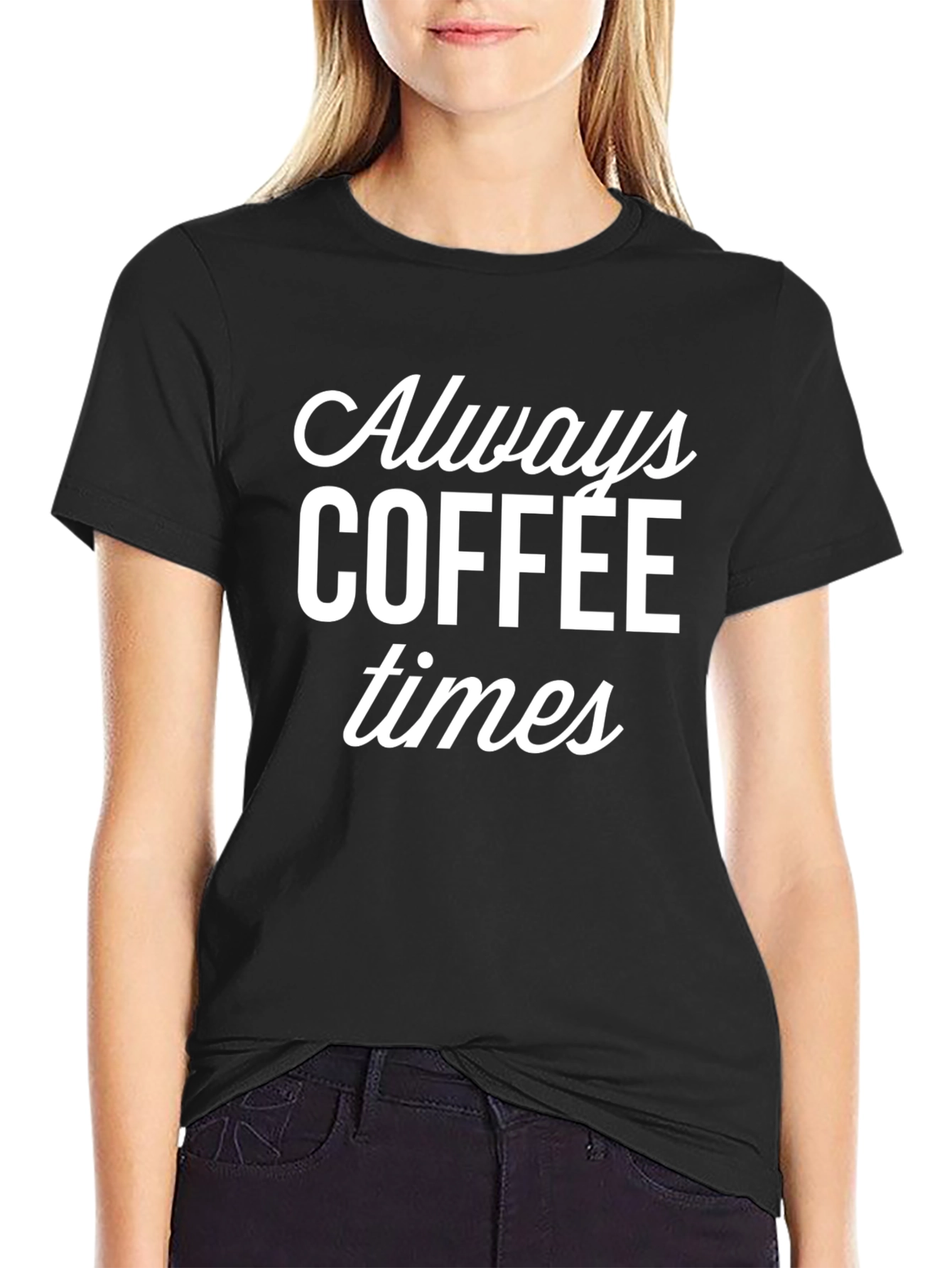 Always Coffee Times Black Graphic Tee