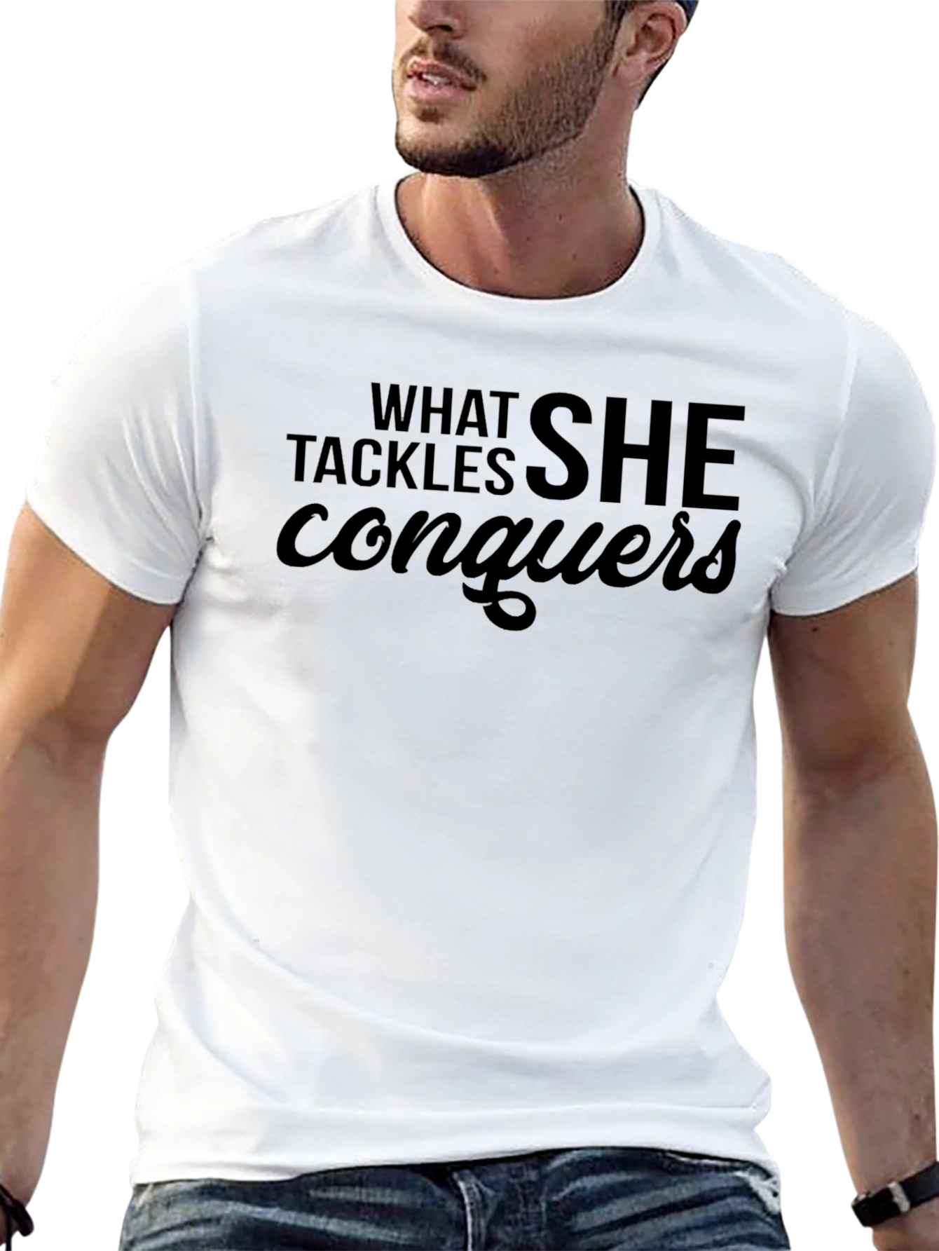What She Tackles Conquers T-Shirt