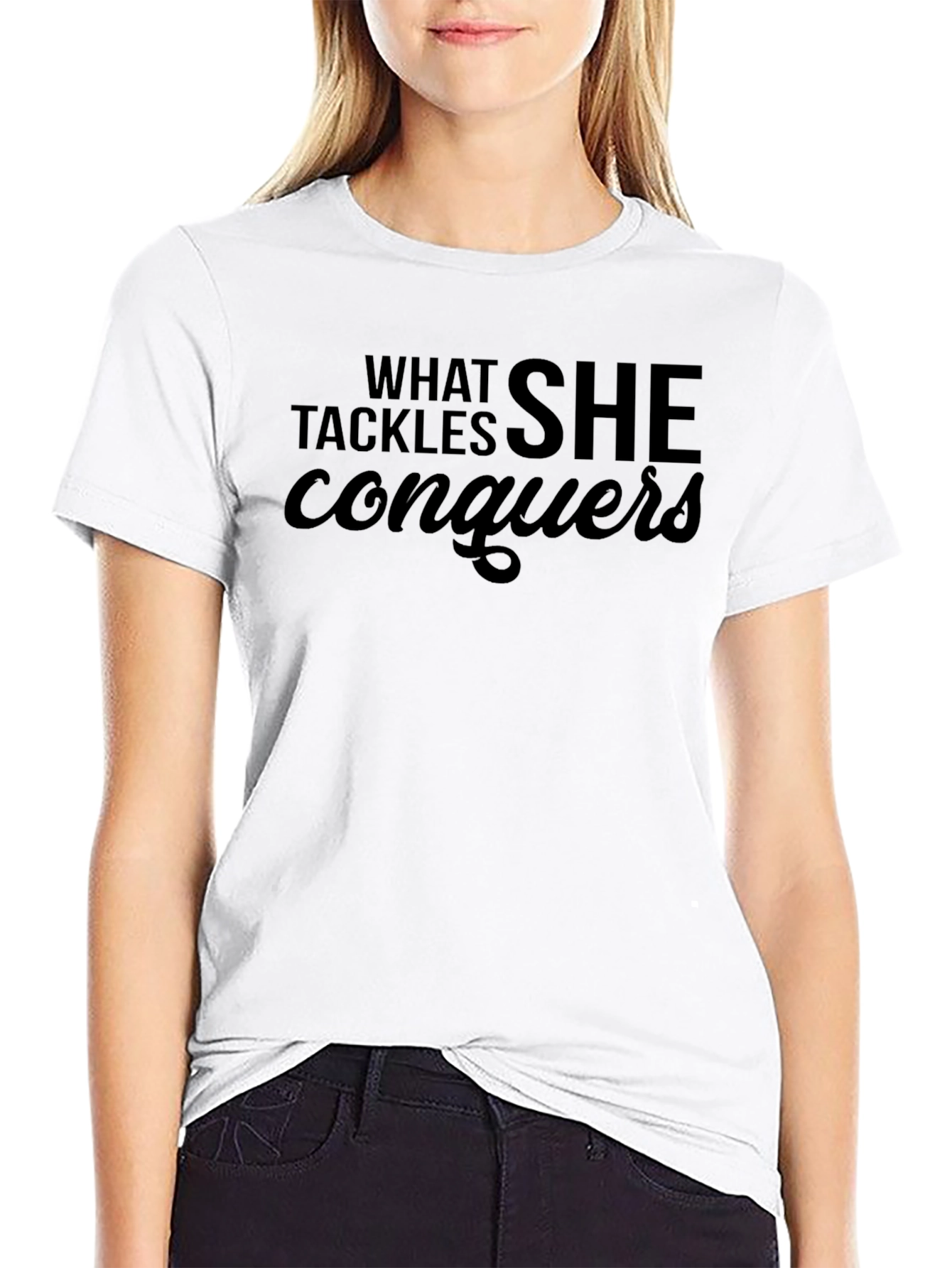 What She Tackles Conquers T-Shirt