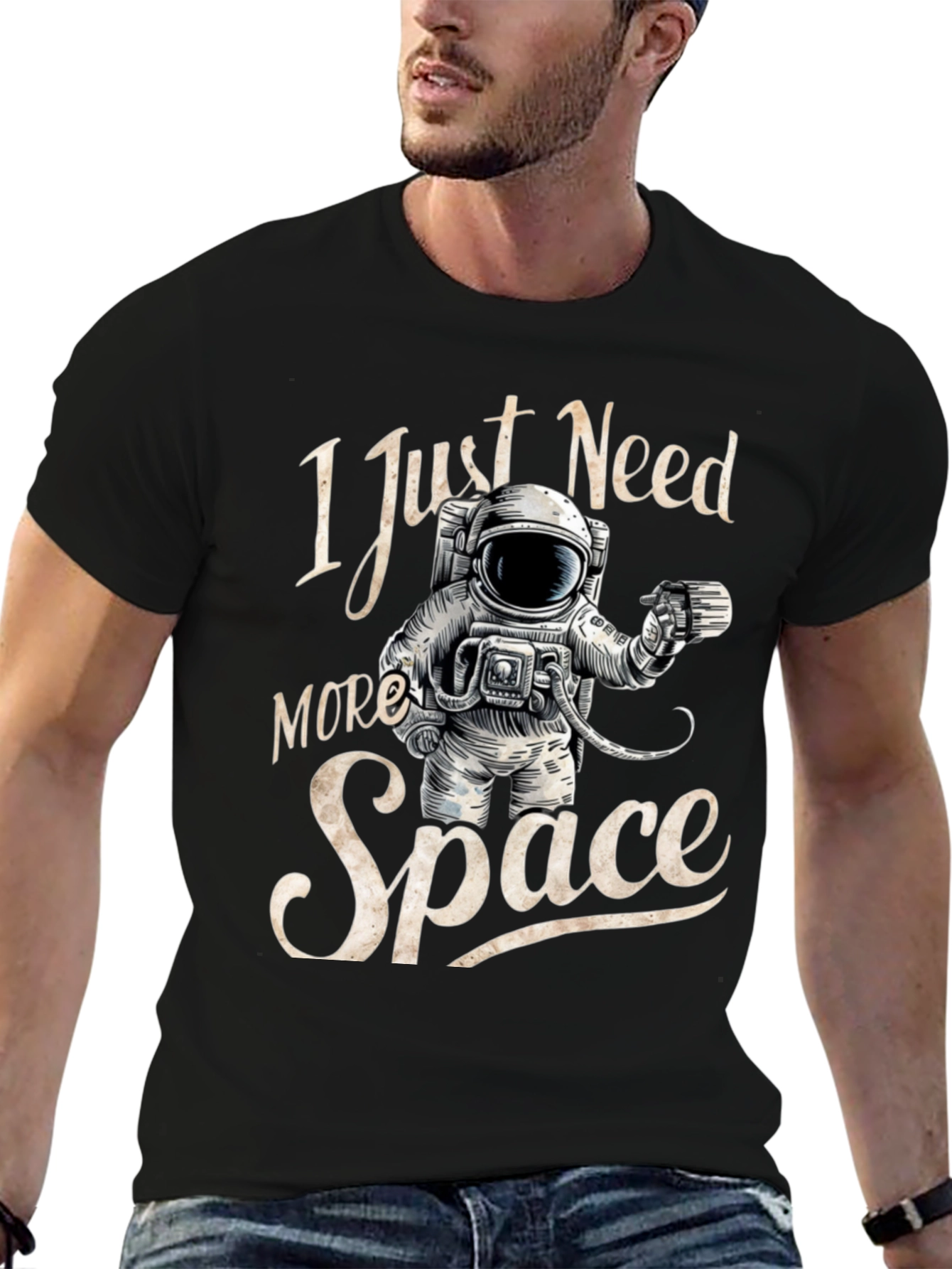 I Just Need More Space Black T-Shirt