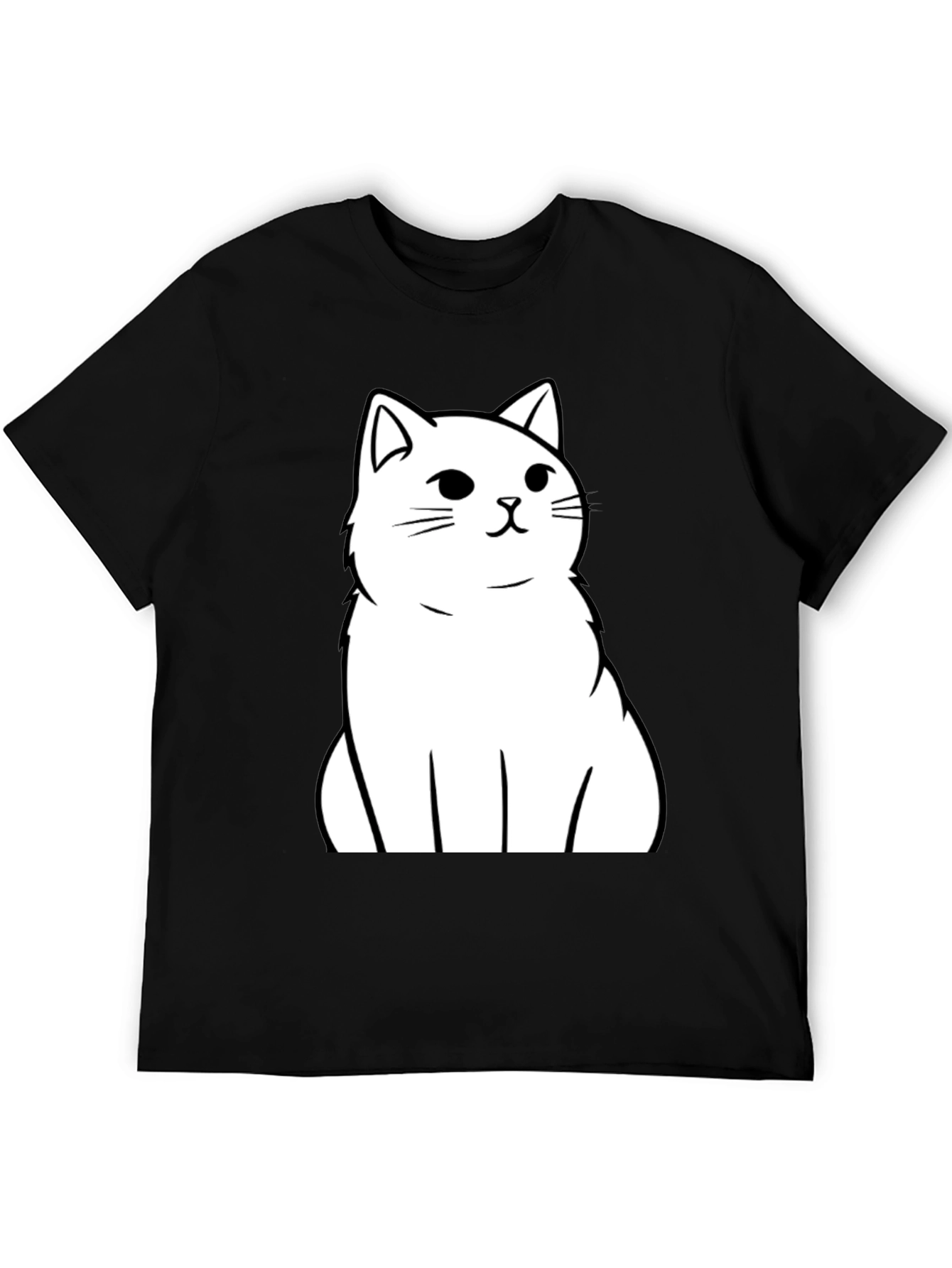Cat Graphic T-Shirt - Black Cotton Tee