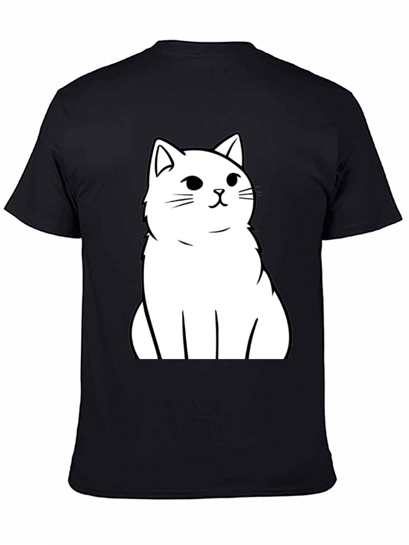 Cat Graphic T-Shirt - Black Cotton Tee