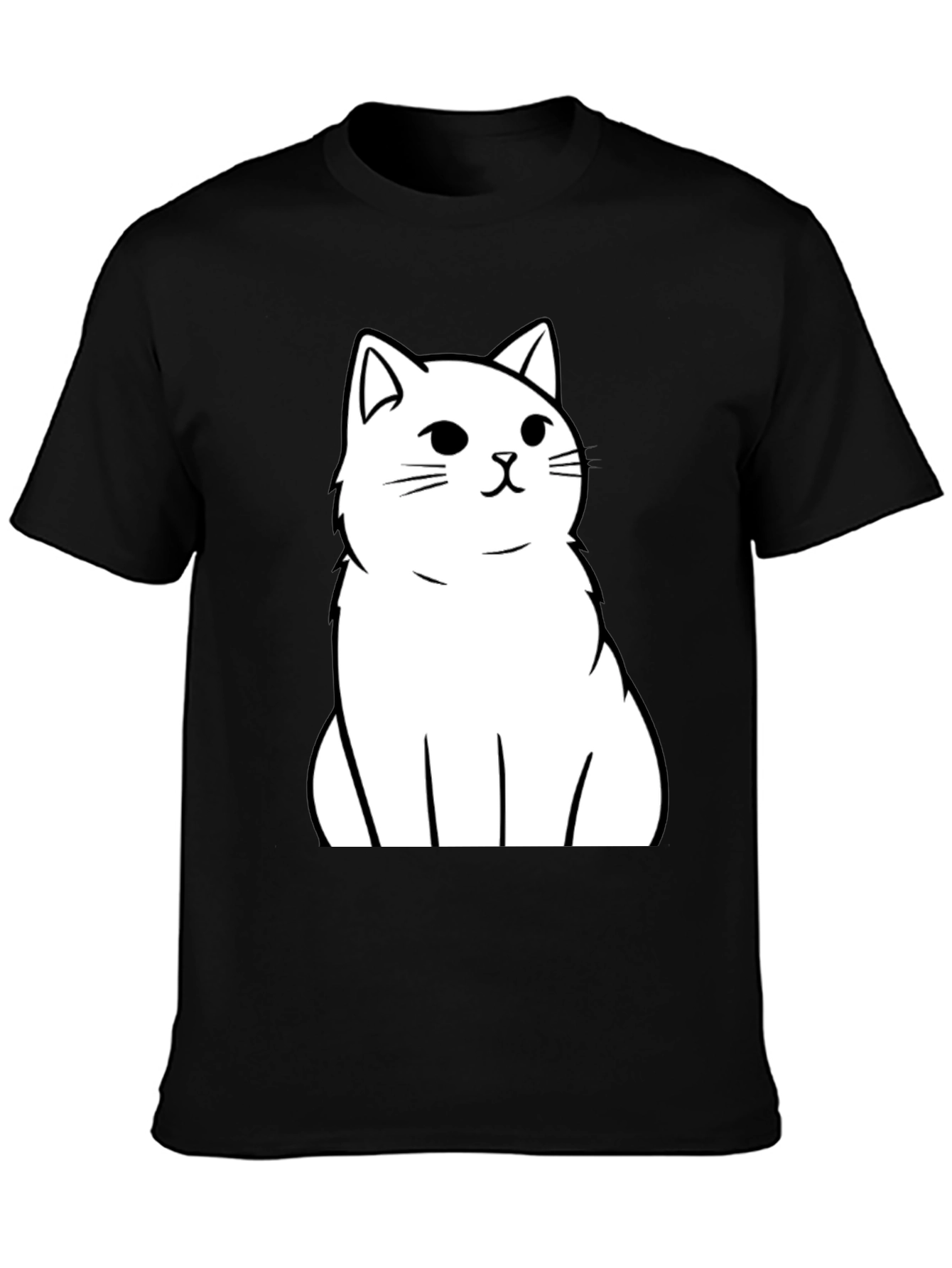 Cat Graphic T-Shirt - Black Cotton Tee