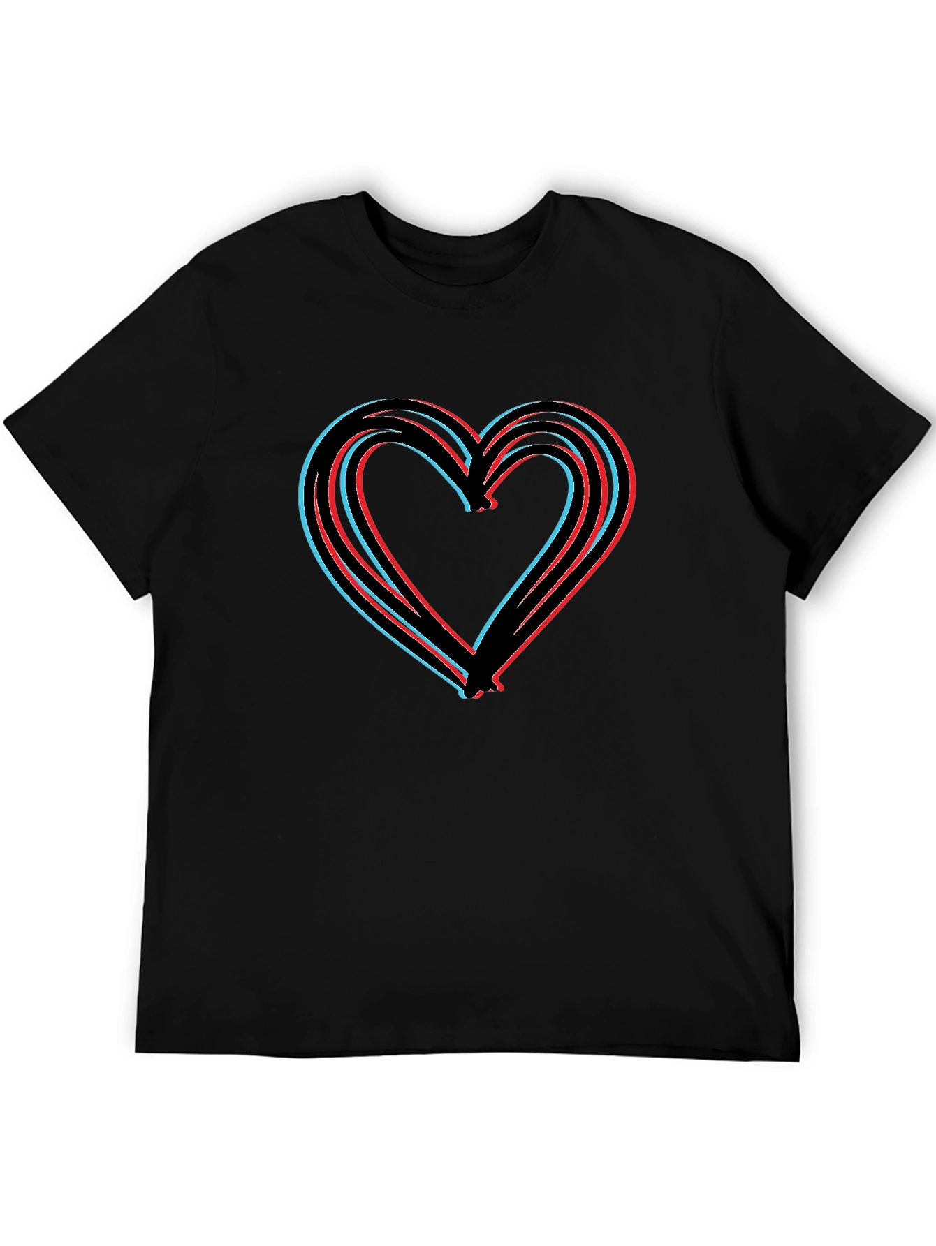 Modern Heart Graphic Black T-Shirt