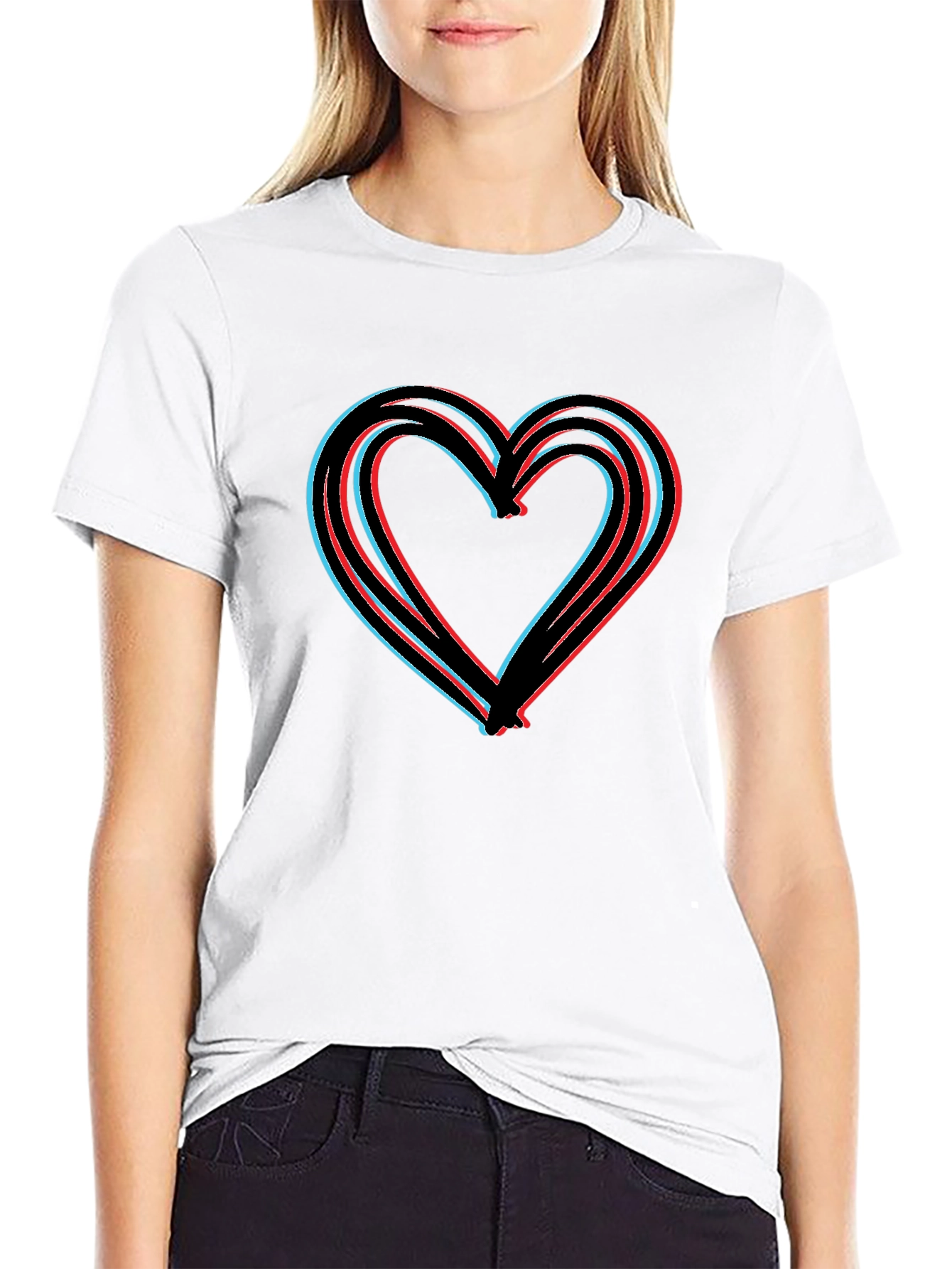 Modern Heart Graphic Black T-Shirt