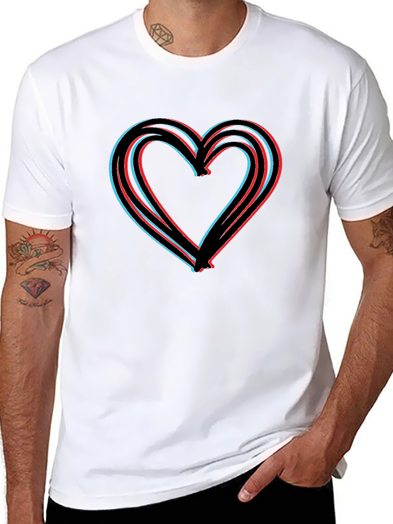 Modern Heart Graphic Black T-Shirt