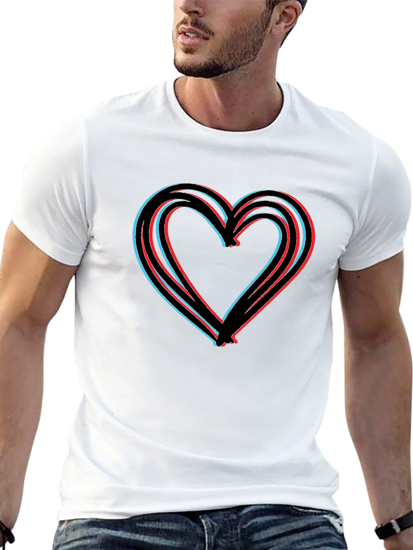Modern Heart Graphic Black T-Shirt