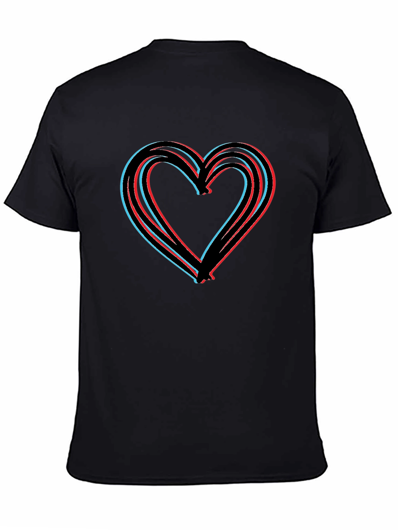Modern Heart Graphic Black T-Shirt