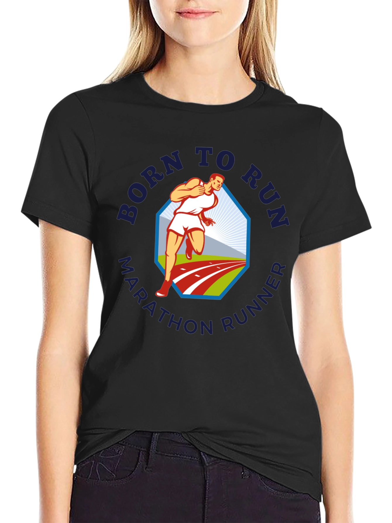 Born to Run Marathon Runner Graphic T-Shirt