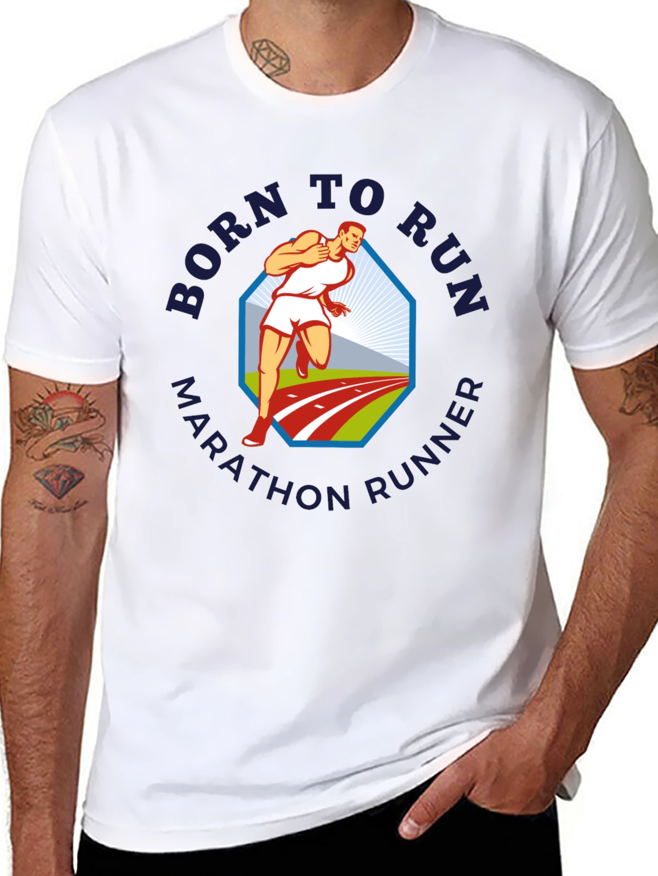 Born to Run Marathon Runner Graphic T-Shirt