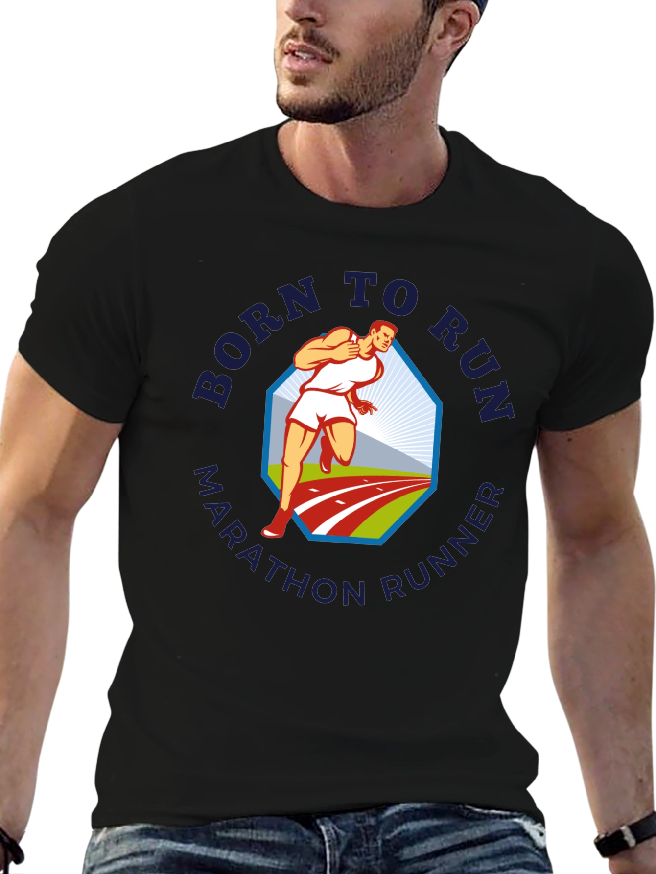 Born to Run Marathon Runner Graphic T-Shirt