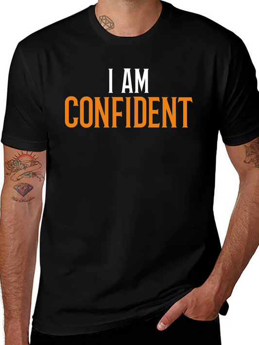 Confident Statement Tee - Black Cotton Crew Neck