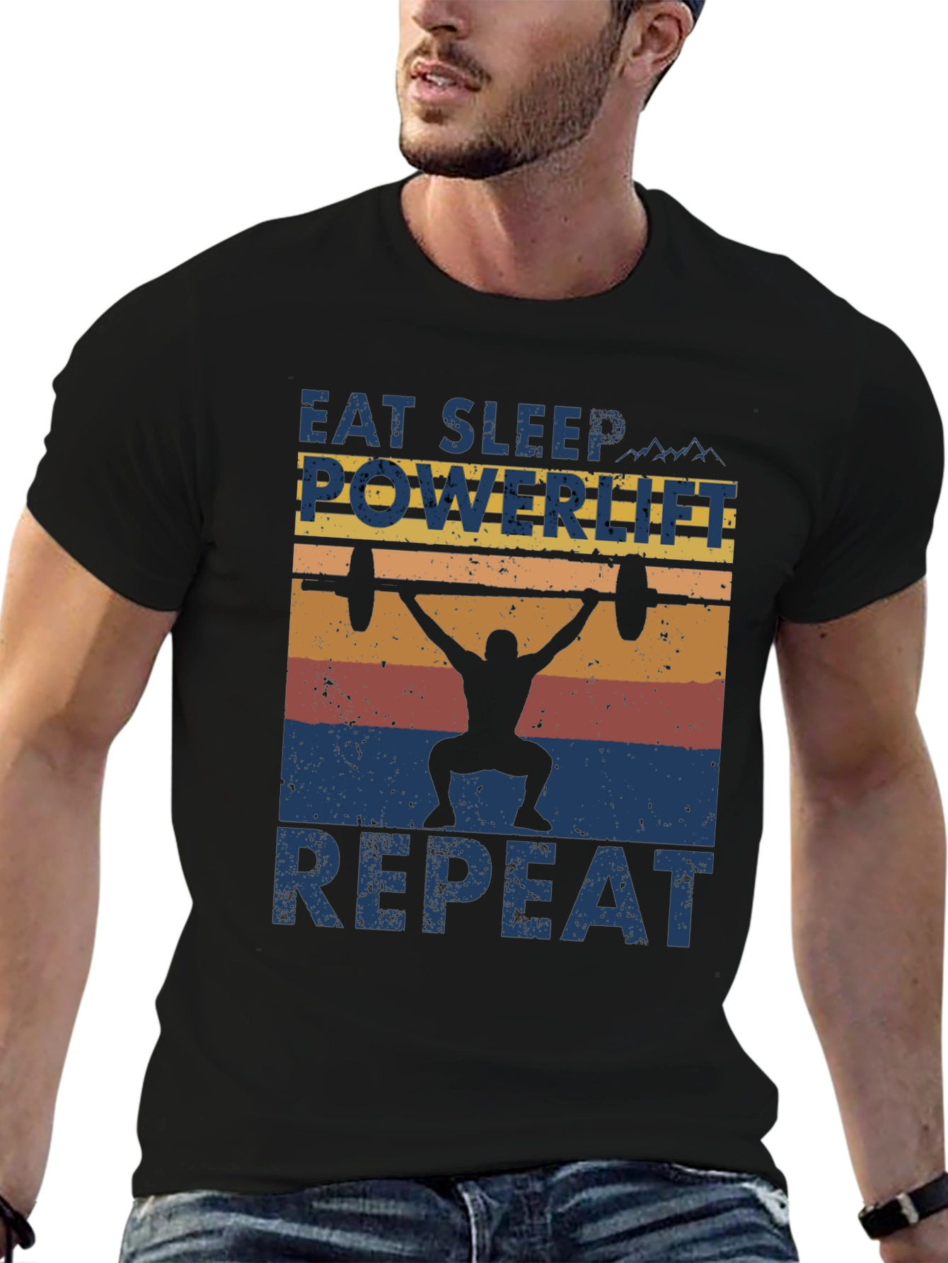 Eat Sleep Powerlift Repeat Mens Graphic Tee