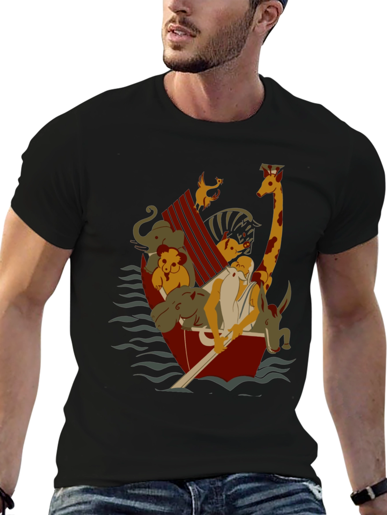 Noahs Ark Cartoon Graphic T-Shirt