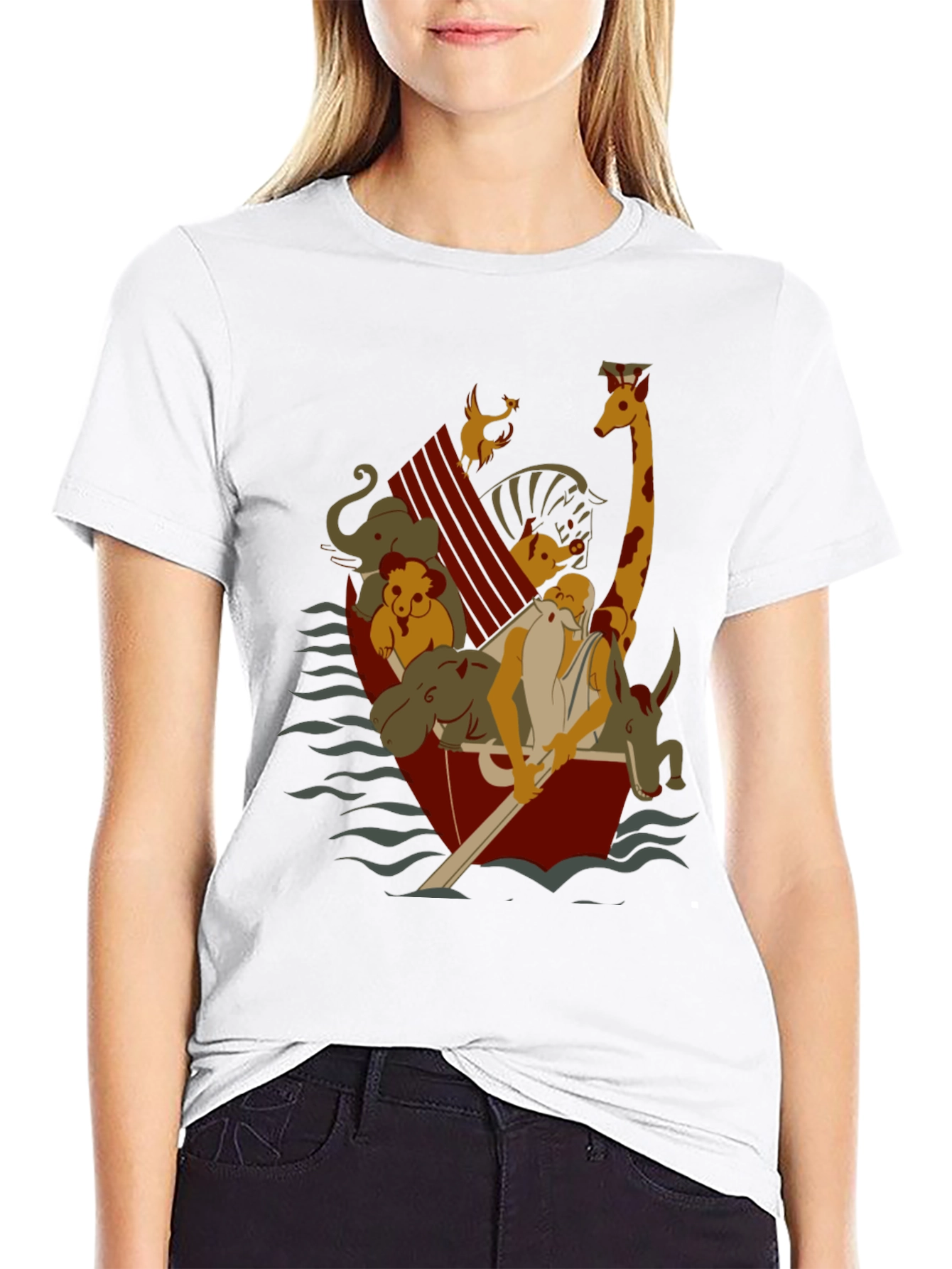Noahs Ark Cartoon Graphic T-Shirt