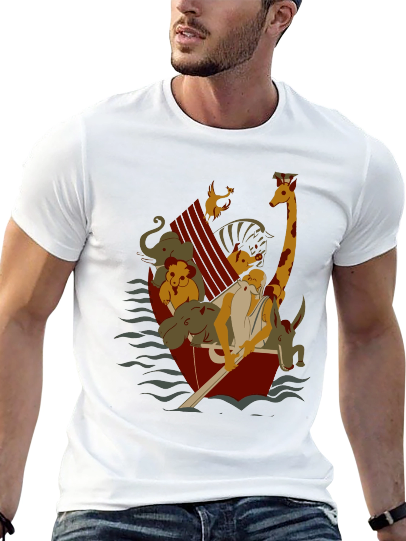 Noahs Ark Cartoon Graphic T-Shirt