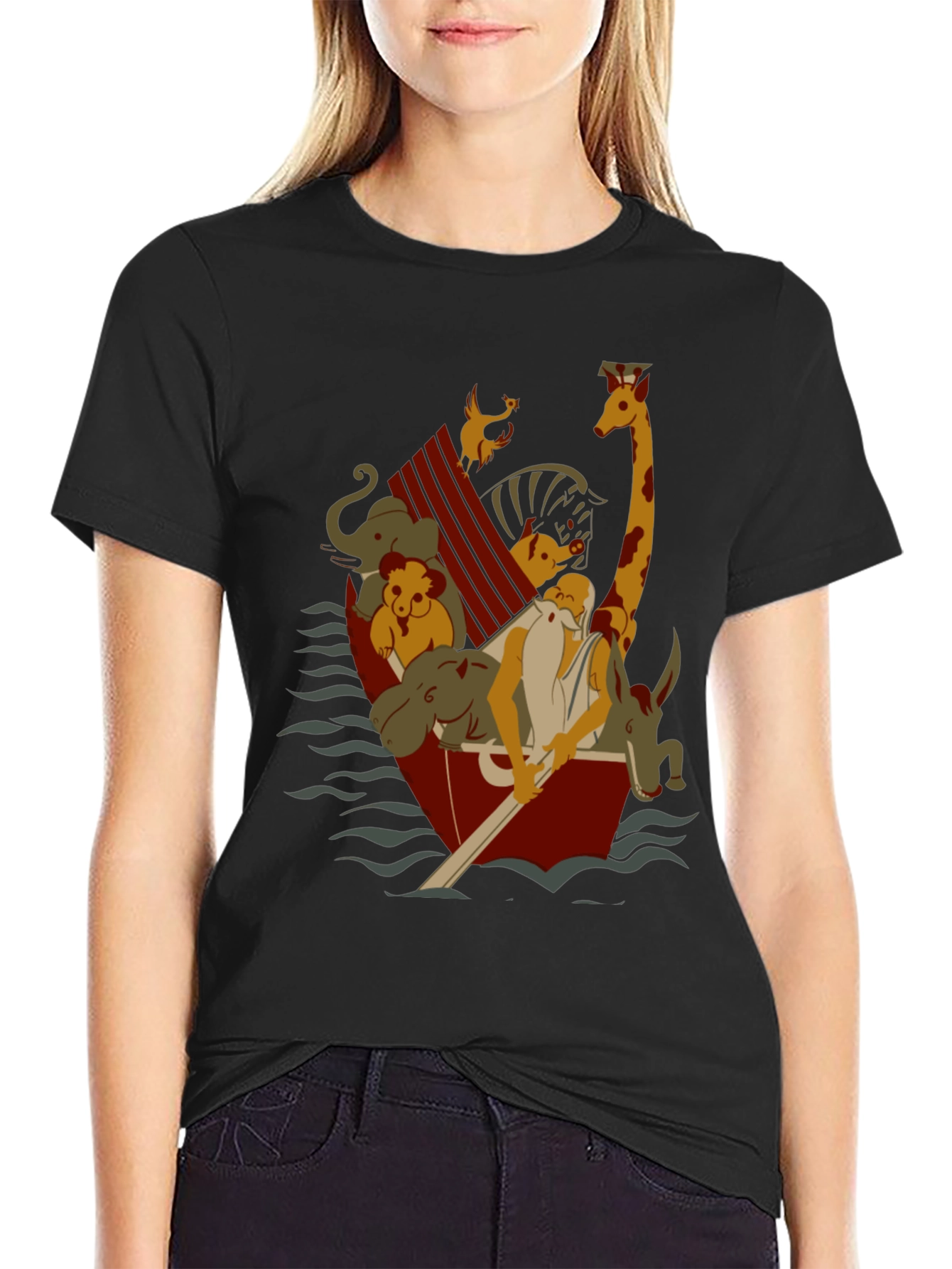 Noahs Ark Cartoon Graphic T-Shirt
