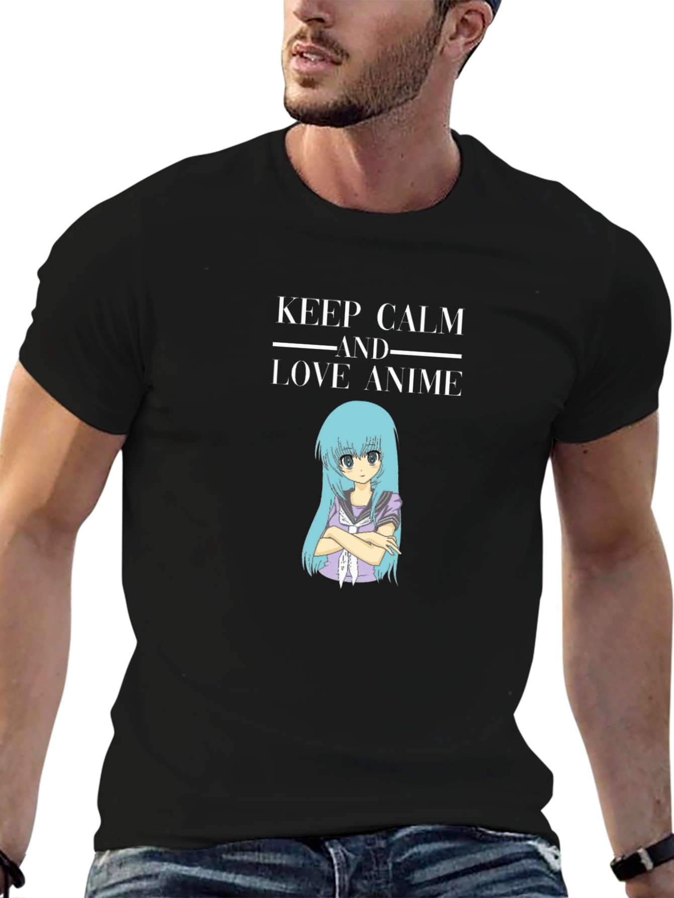 Keep Calm Anime Black T-Shirt