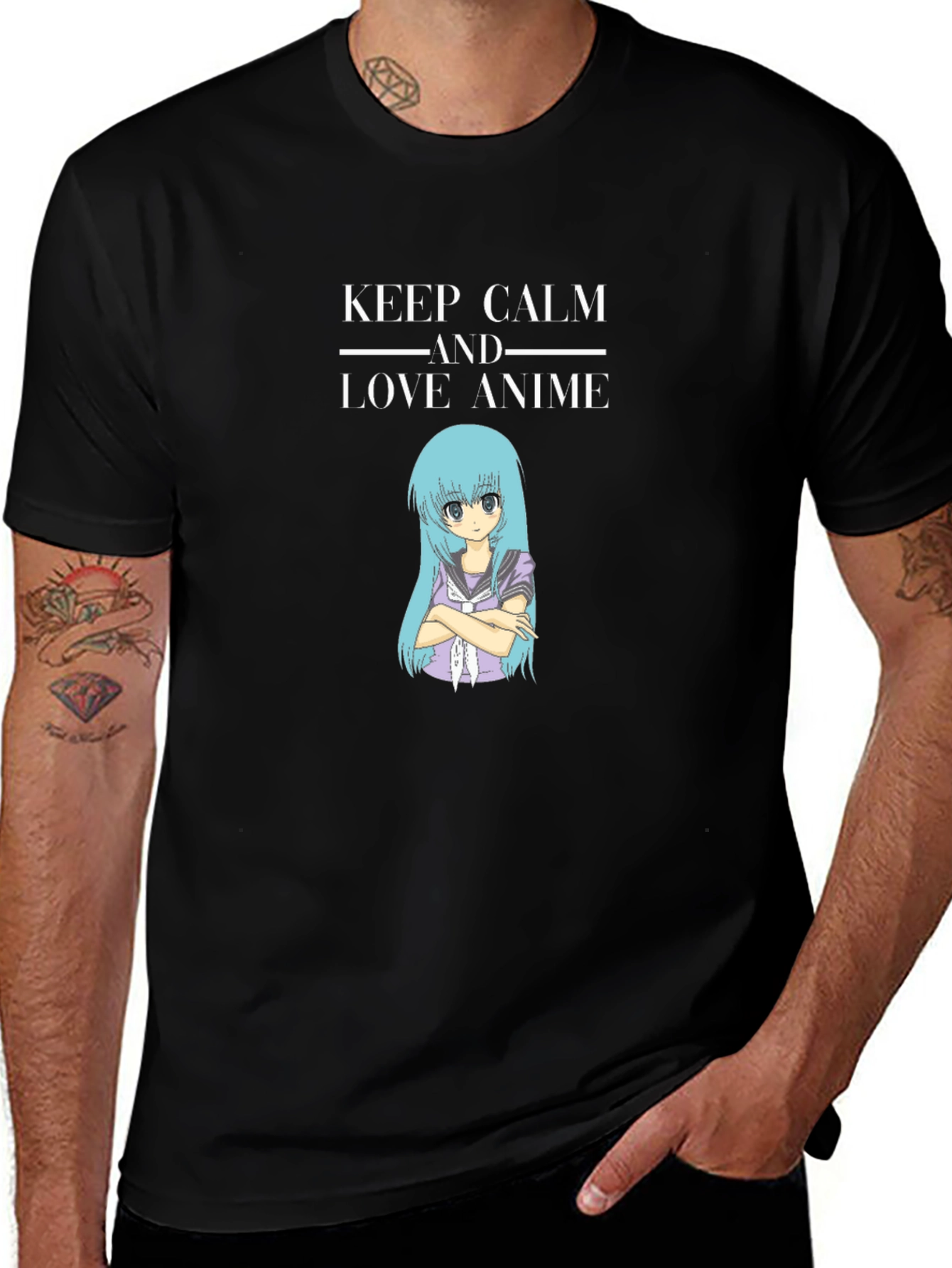 Keep Calm Anime Black T-Shirt