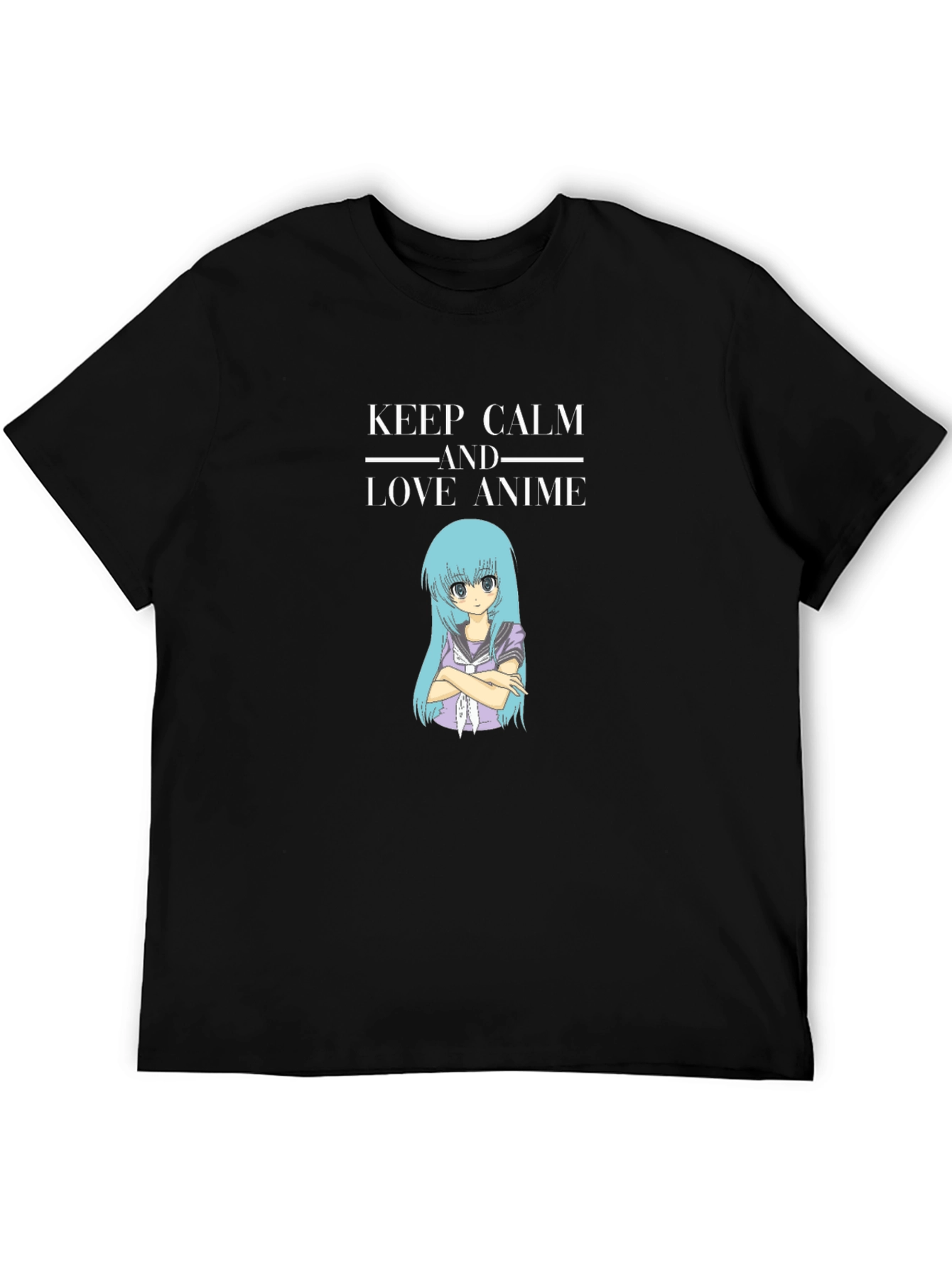 Keep Calm Anime Black T-Shirt