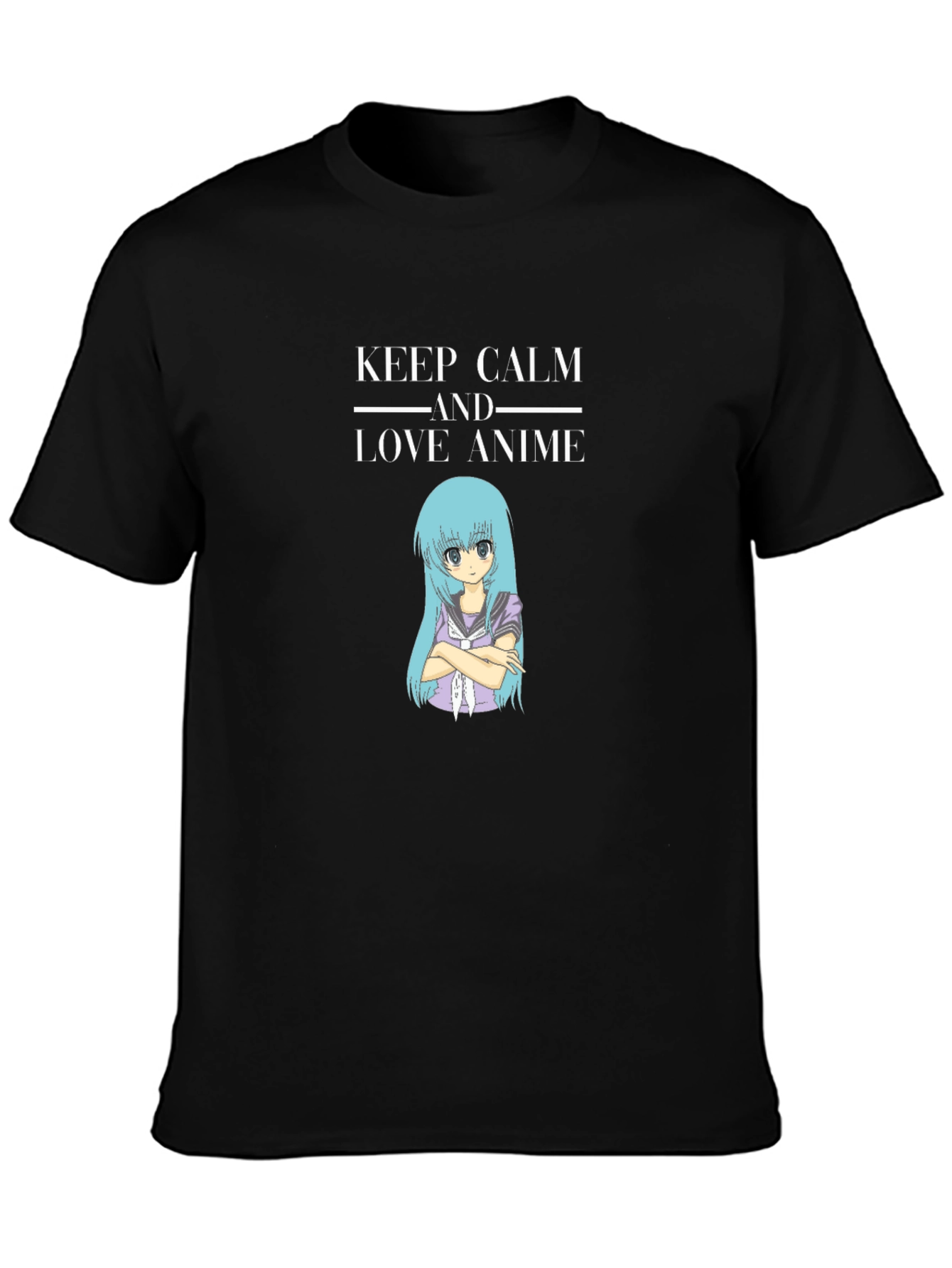 Keep Calm Anime Black T-Shirt
