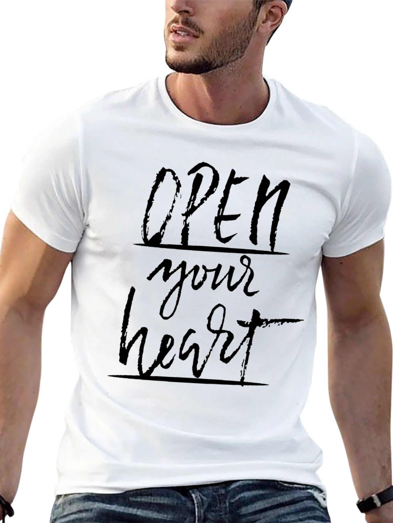 Open Your Heart Graphic Tee - Soft Black Cotton