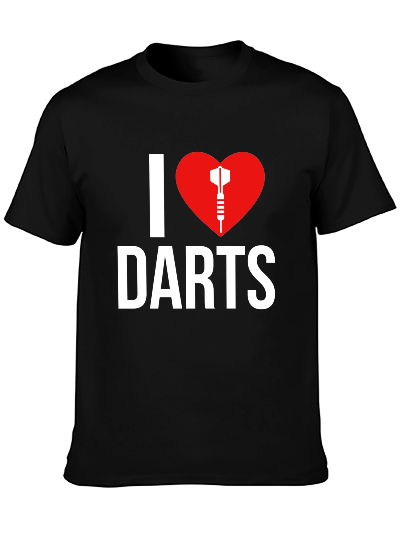 I Love Darts Graphic Tee -  Black Casual T-Shirt