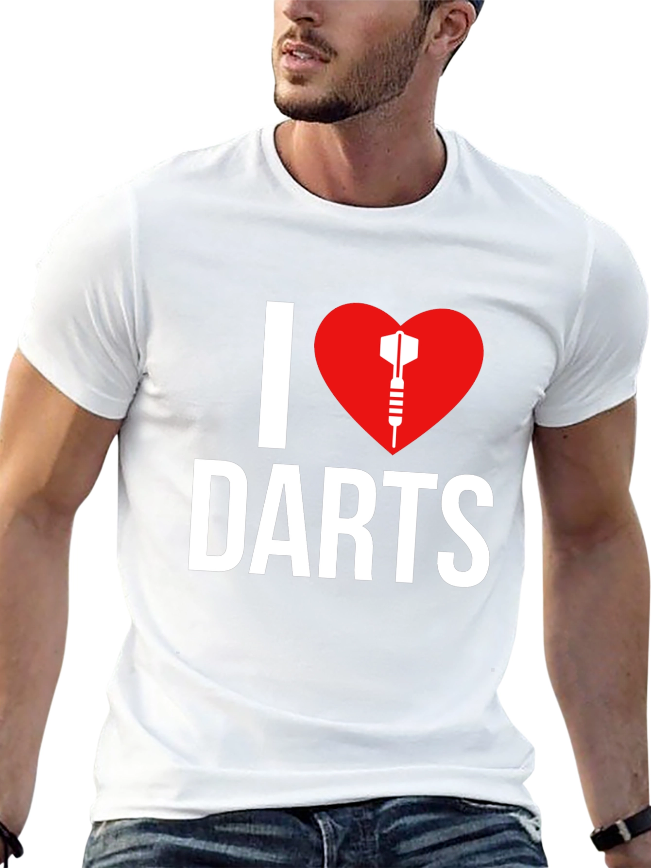 I Love Darts Graphic Tee -  Black Casual T-Shirt