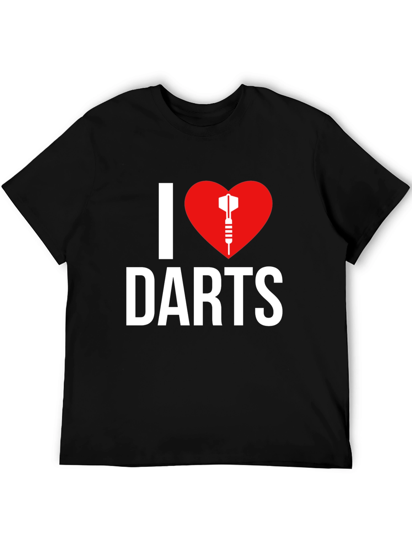 I Love Darts Graphic Tee -  Black Casual T-Shirt