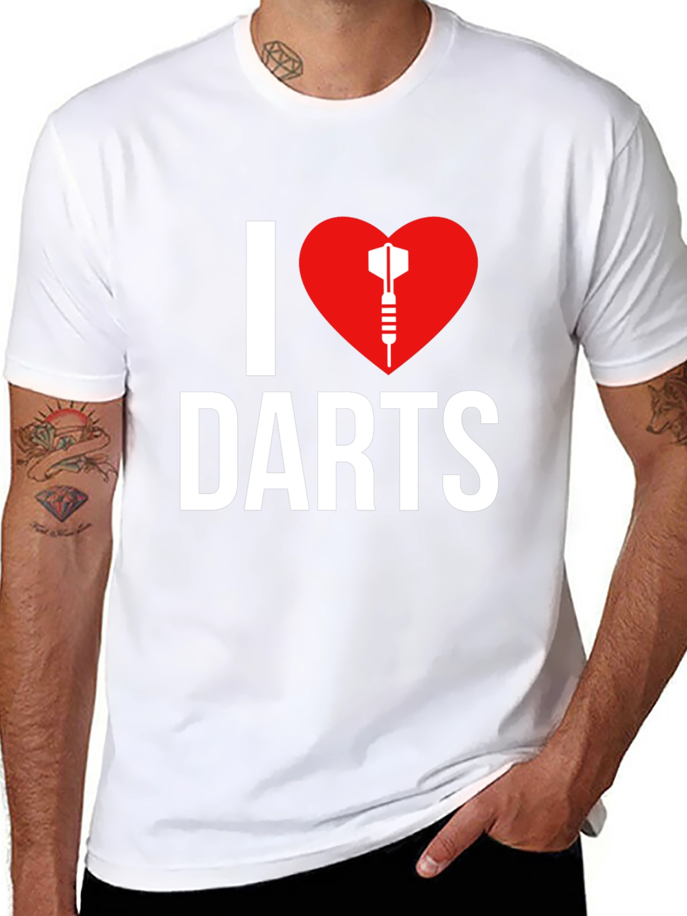 I Love Darts Graphic Tee -  Black Casual T-Shirt