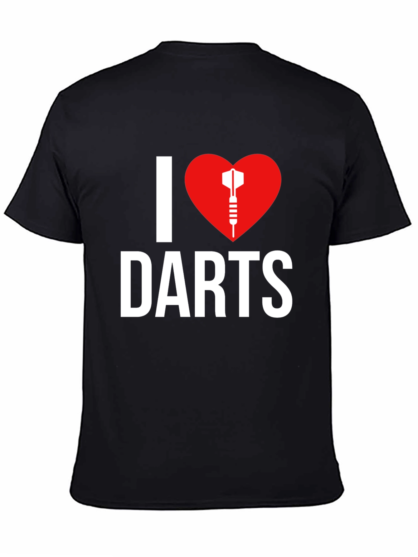 I Love Darts Graphic Tee -  Black Casual T-Shirt