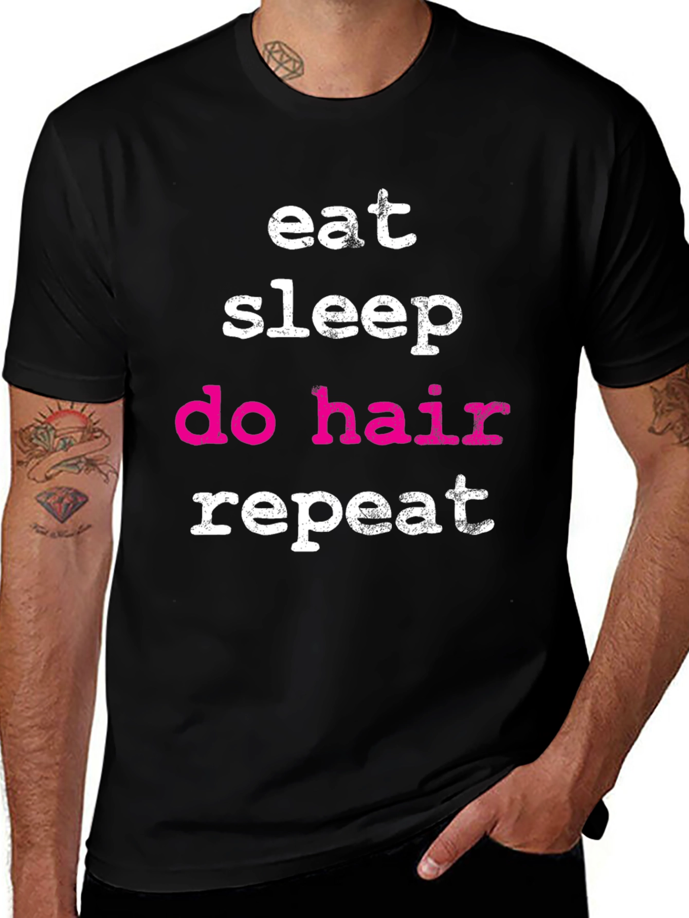 Eat Sleep Do Hair Repeat - Black T-Shirt