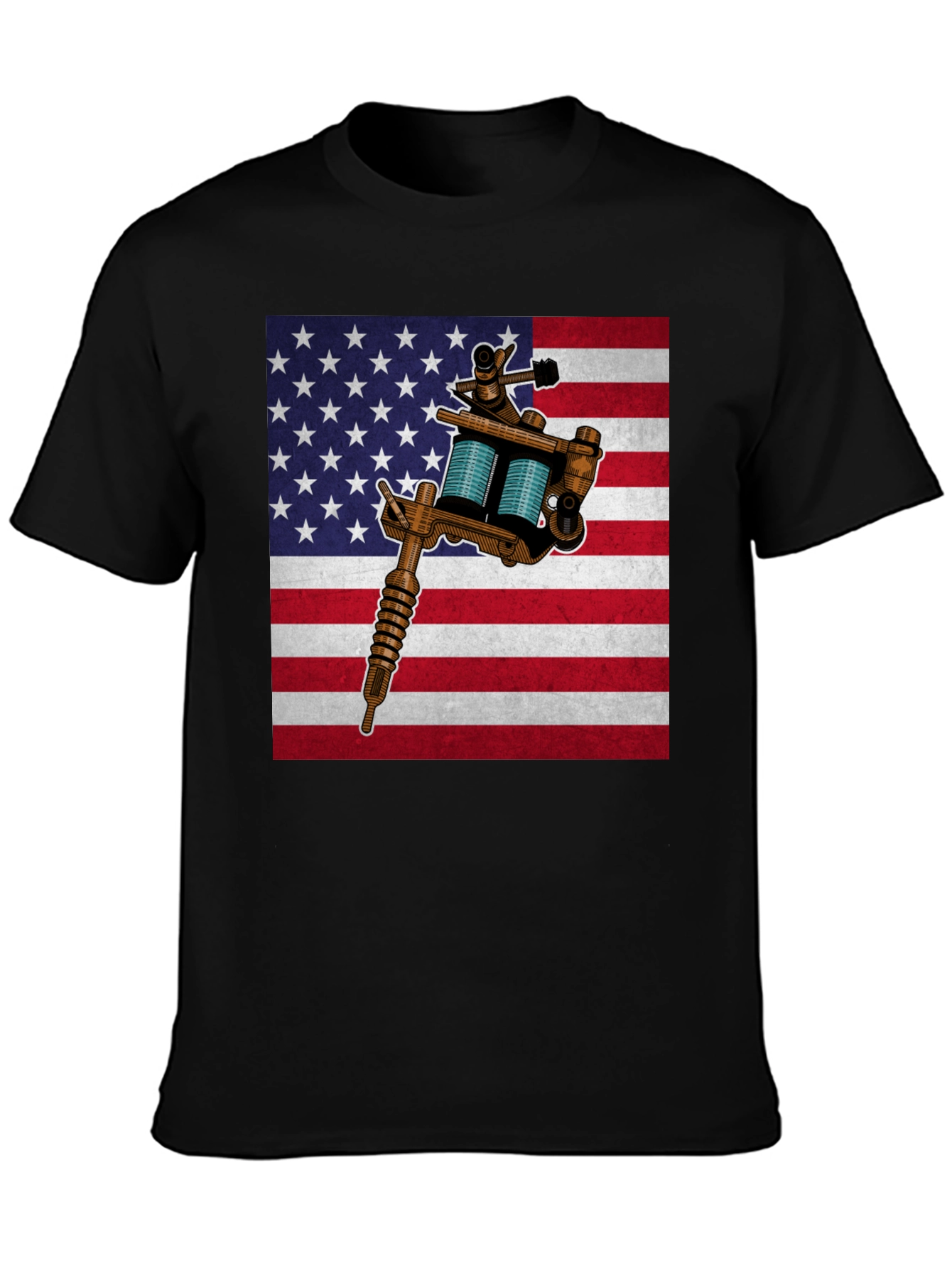 American Flag Tattoo Gun Graphic Tee