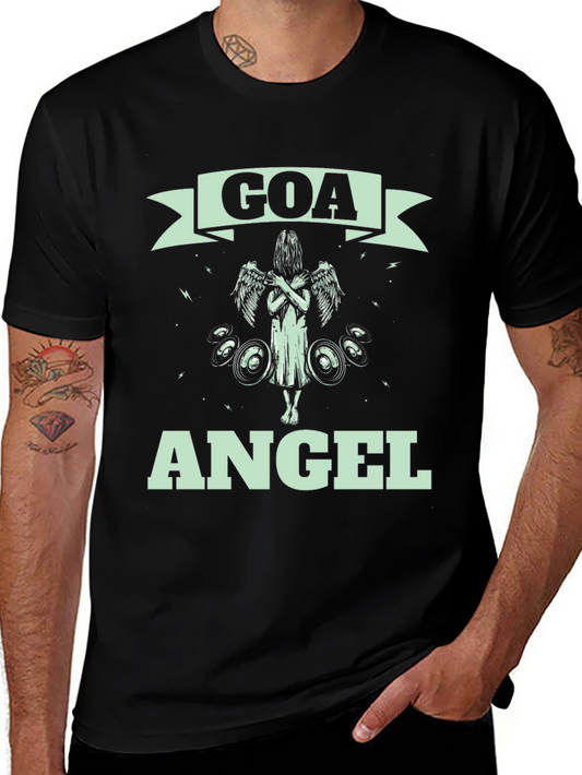 Goa Angel Graphic Print Black T-Shirt