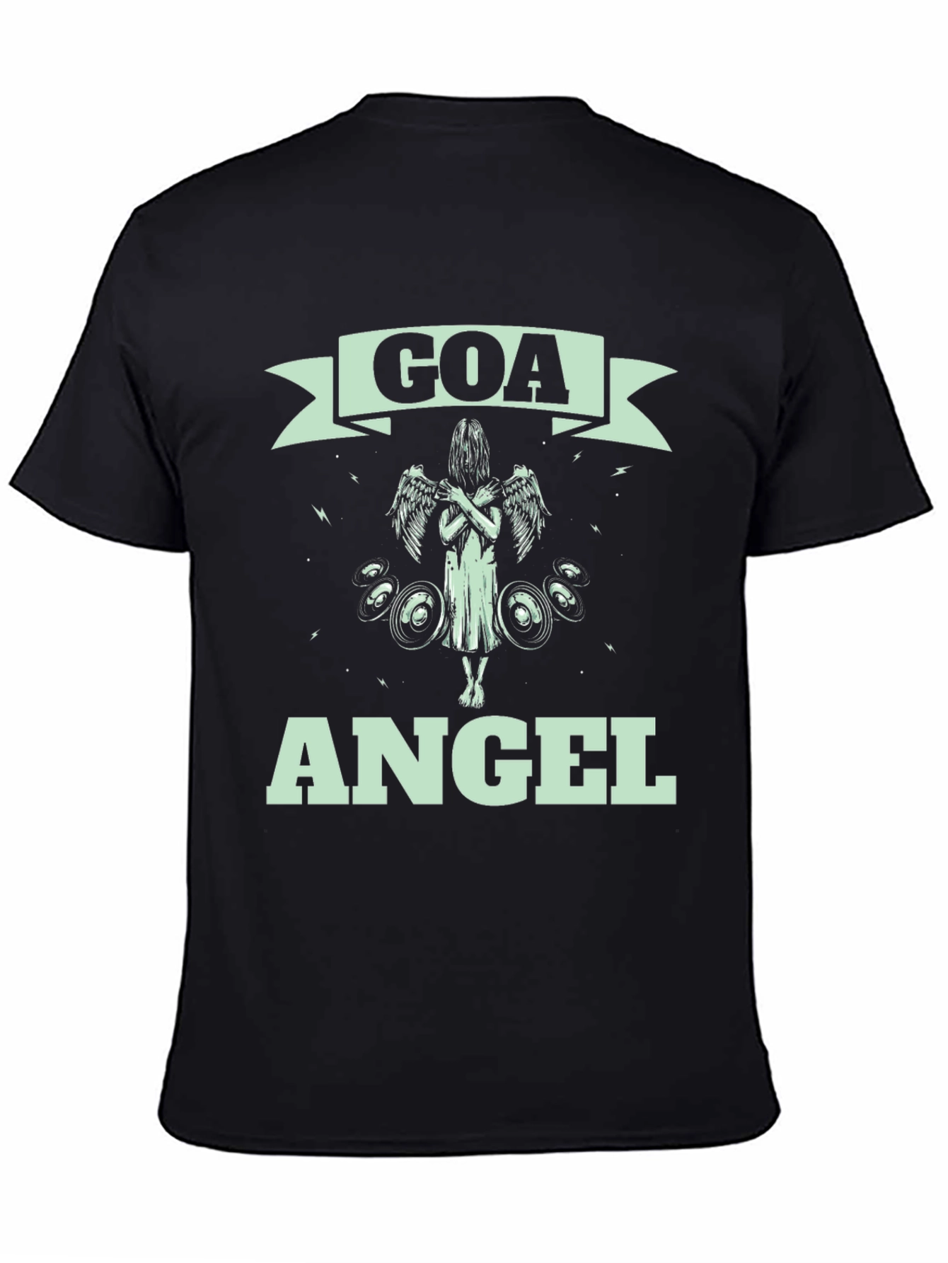 Goa Angel Graphic Print Black T-Shirt