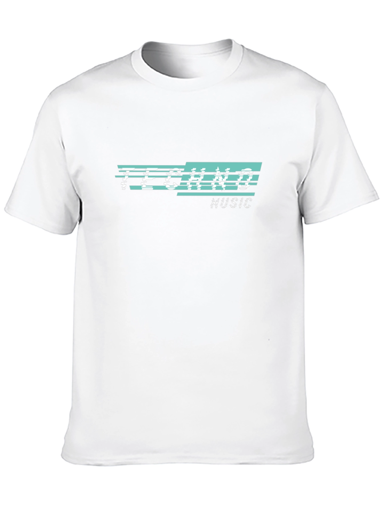 Techno Music Glitch Design Black T-Shirt