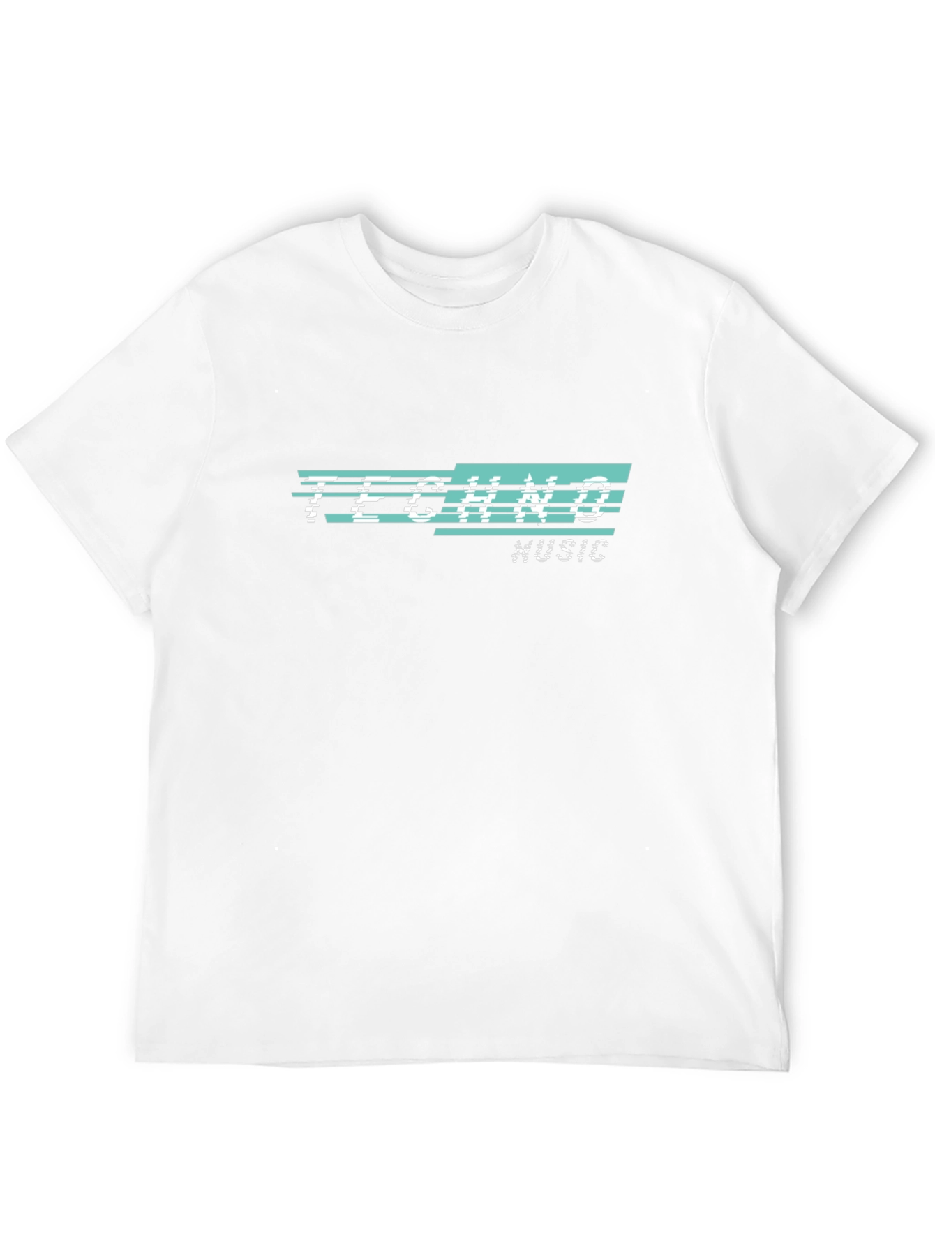 Techno Music Glitch Design Black T-Shirt