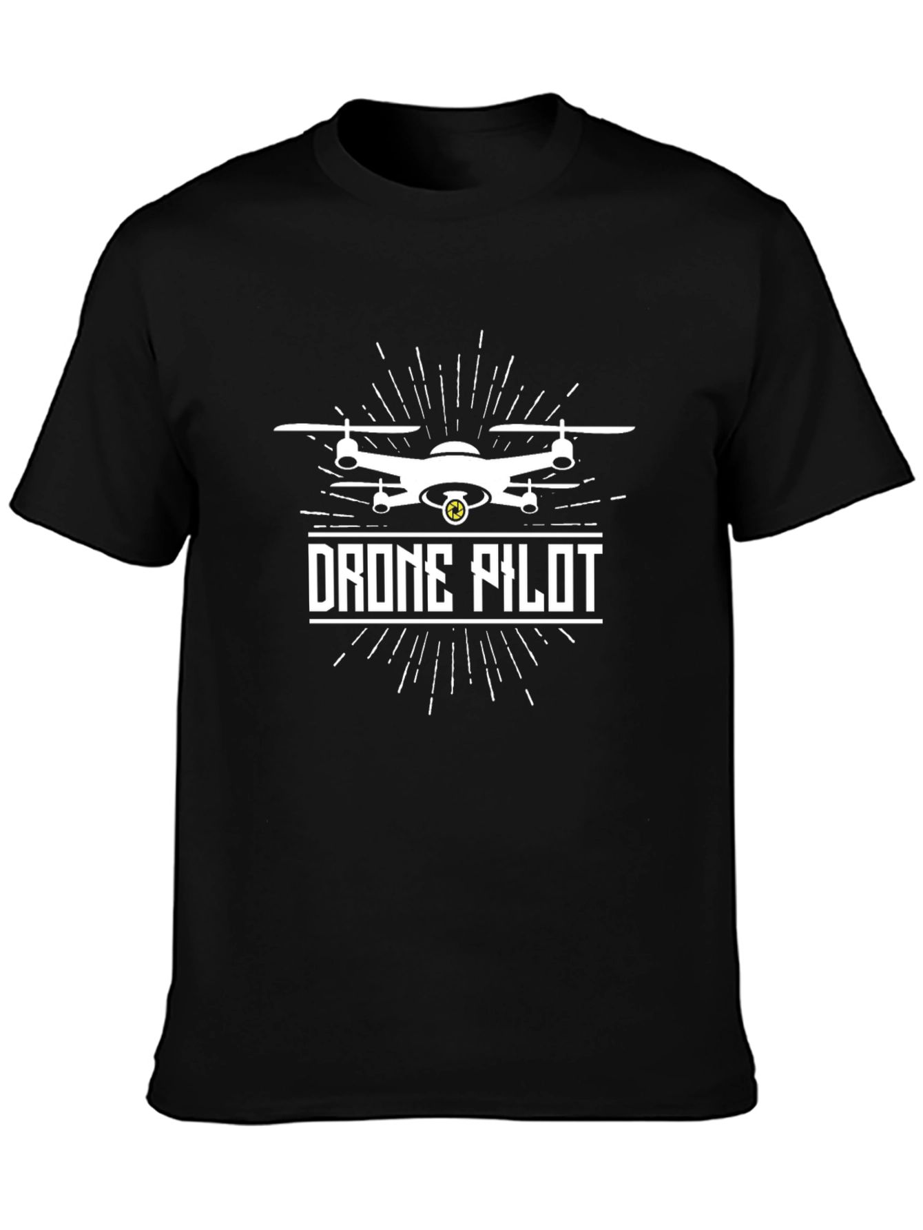 Drone Pilot Graphic Tee - Black Cotton T-Shirt