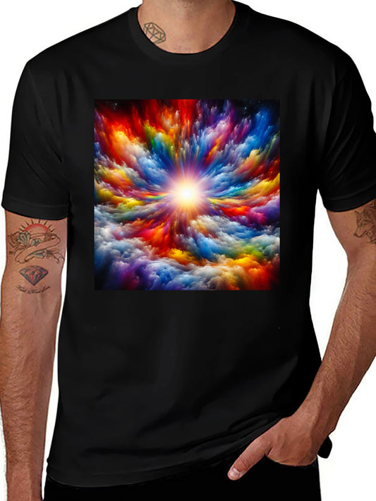 Colorful Abstract Art Print Black T-Shirt