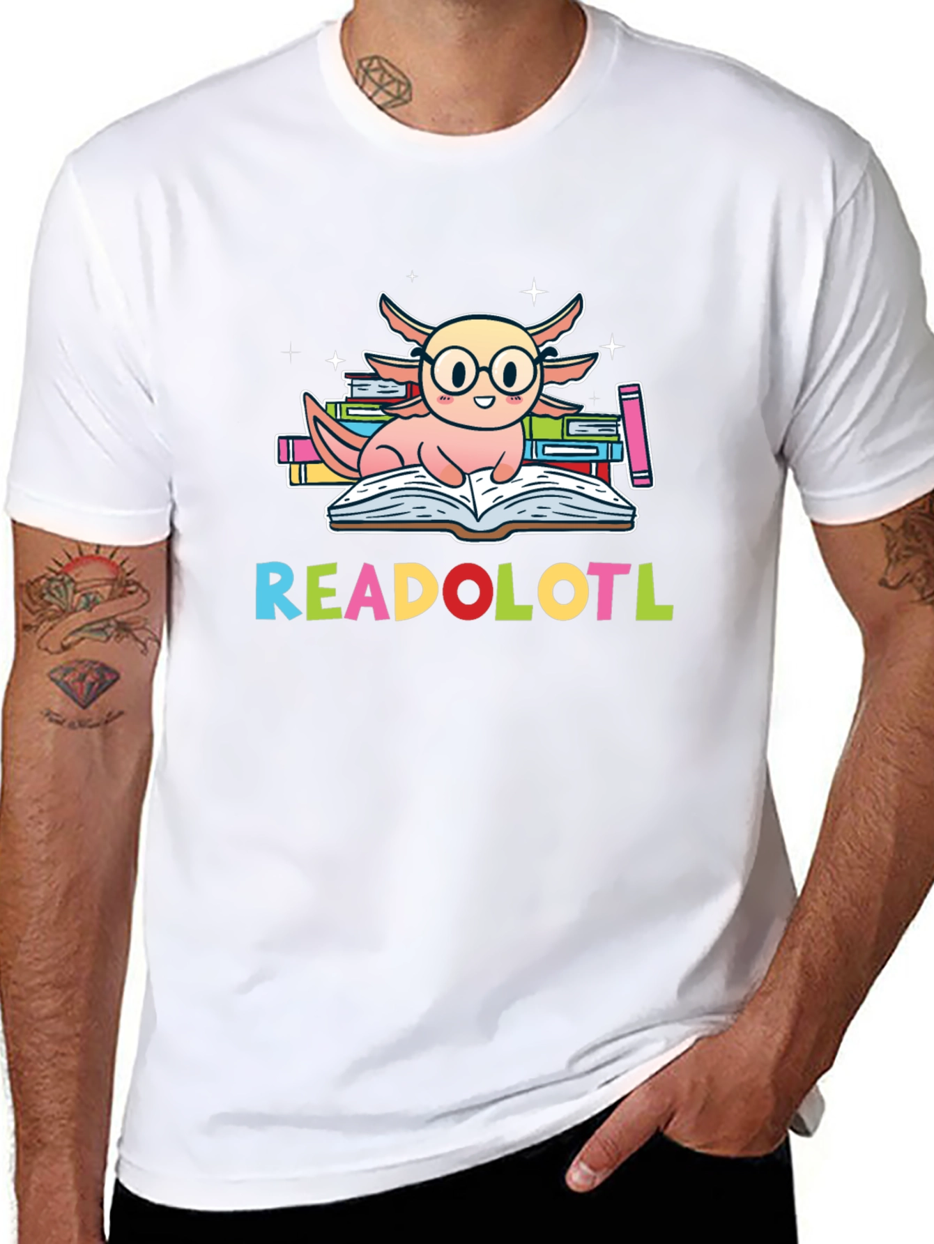 Readolotl Axolotl Reading Book T-Shirt