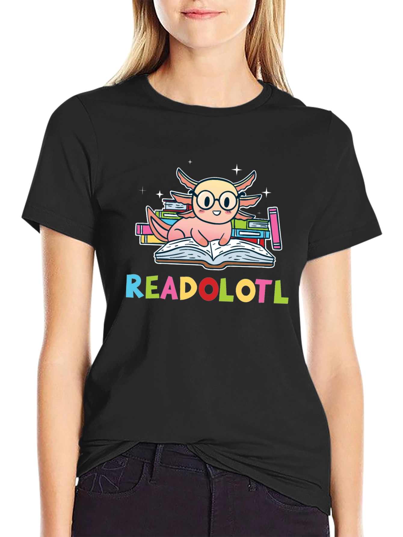Readolotl Axolotl Reading Book T-Shirt