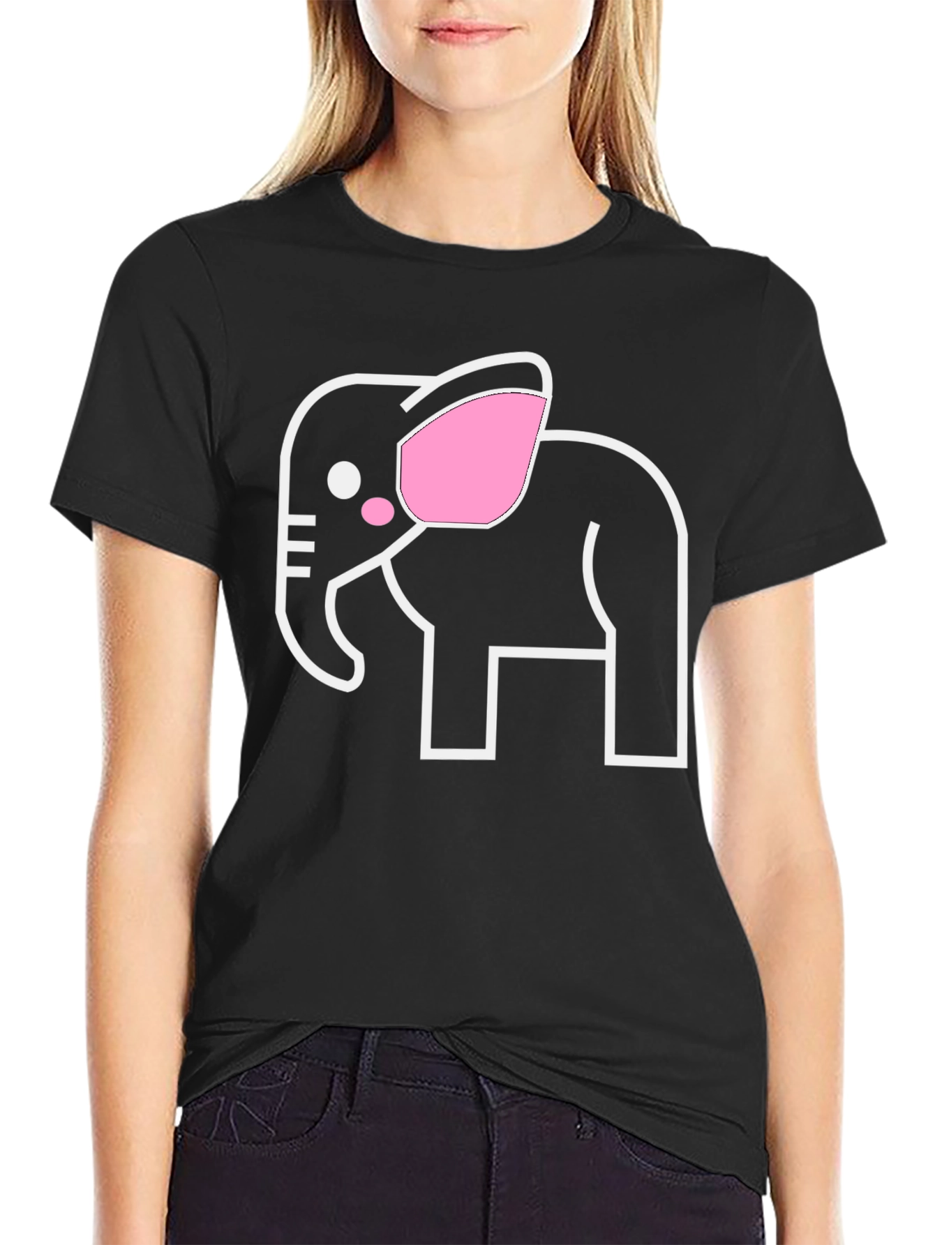Elephant Graphic Tee - Black Cotton T-Shirt