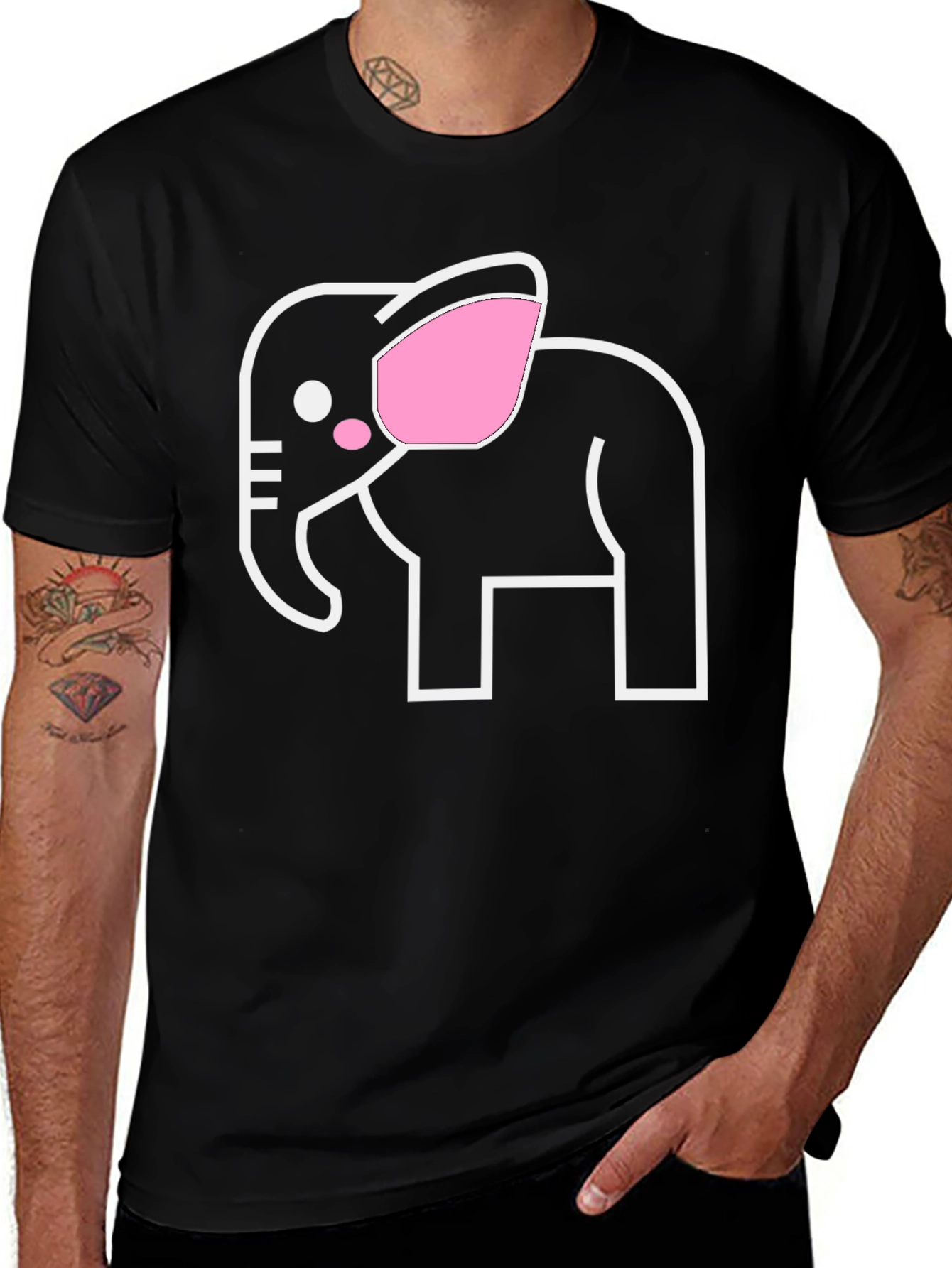 Elephant Graphic Tee - Black Cotton T-Shirt