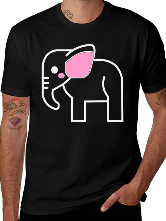 Elephant Graphic Tee - Black Cotton T-Shirt