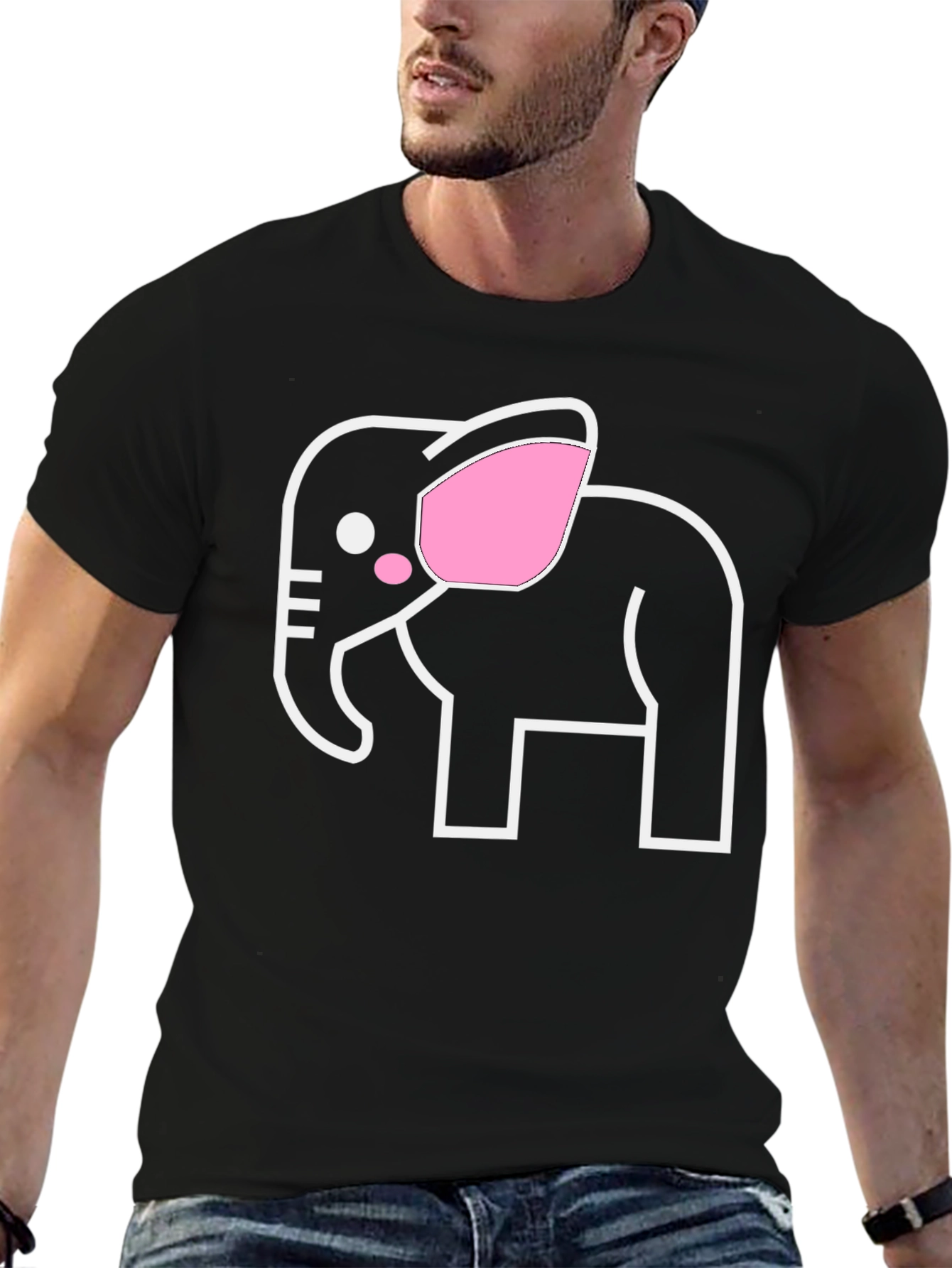 Elephant Graphic Tee - Black Cotton T-Shirt